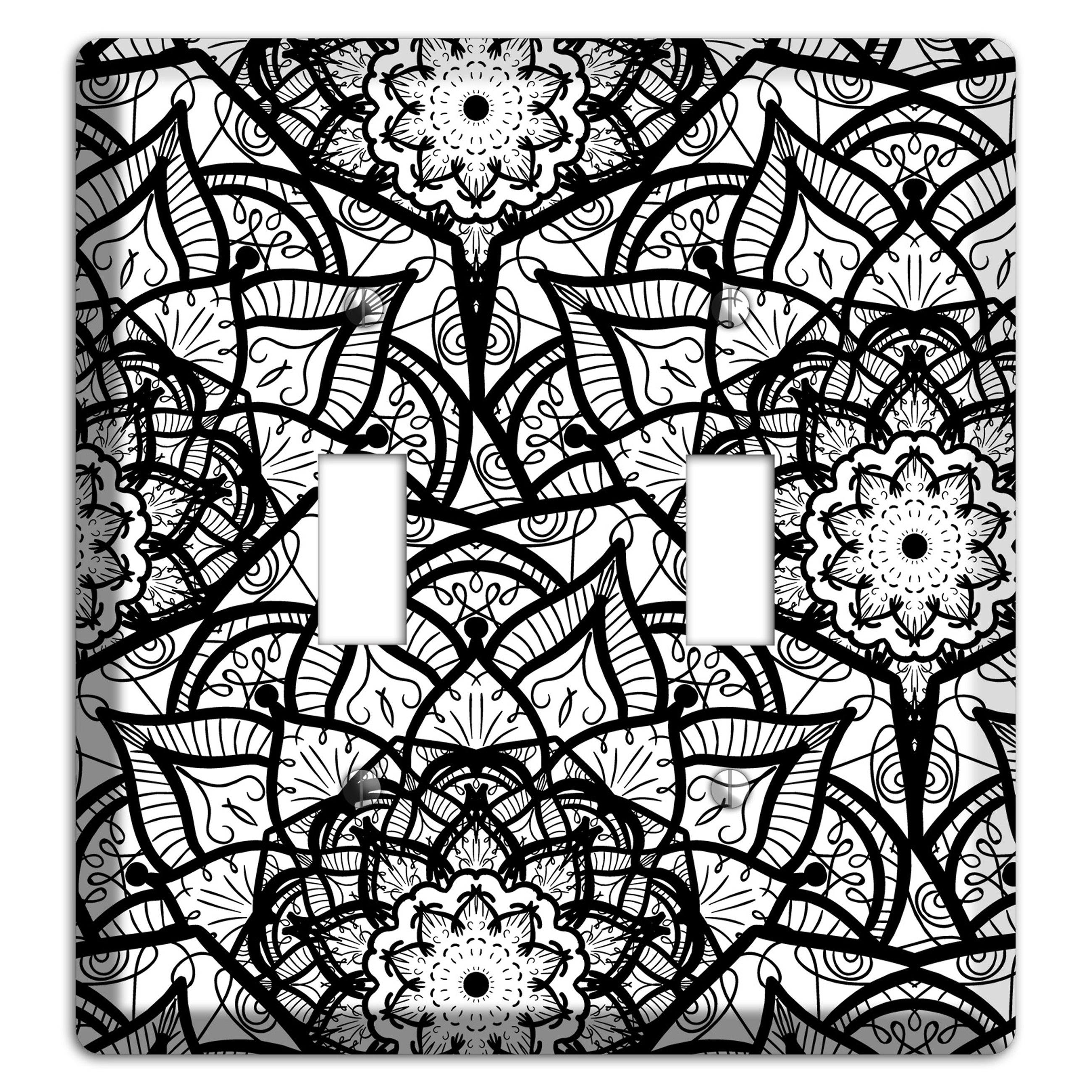 Mandala Black and White Style U Cover Plates 2 Toggle Wallplate