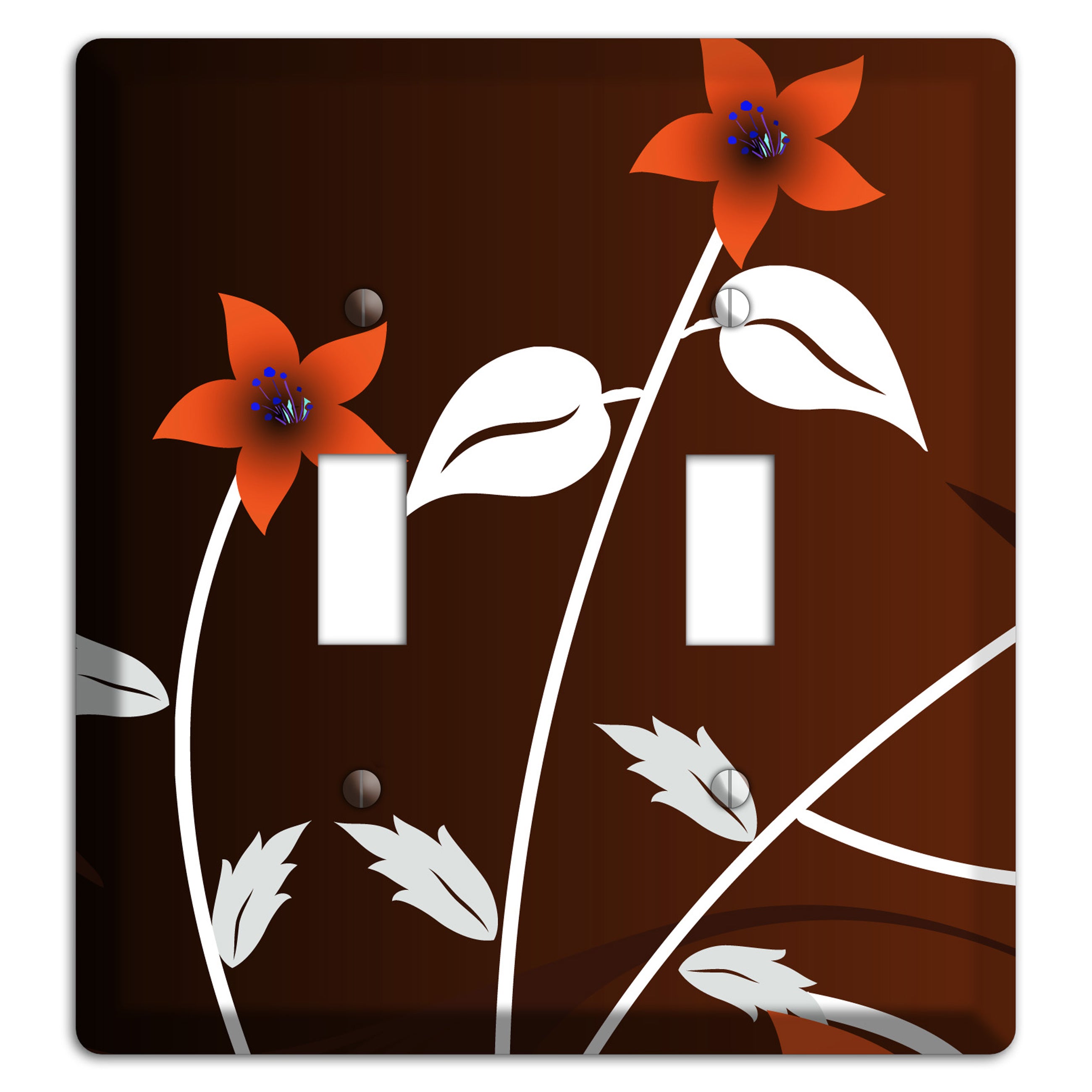 Black and Red Double Sprig 2 Toggle Wallplate