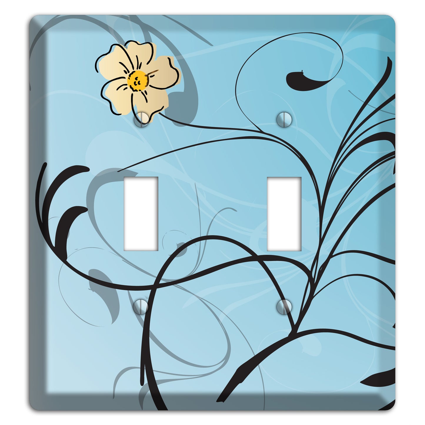 Blue Flower with Swirl 2 Toggle Wallplate