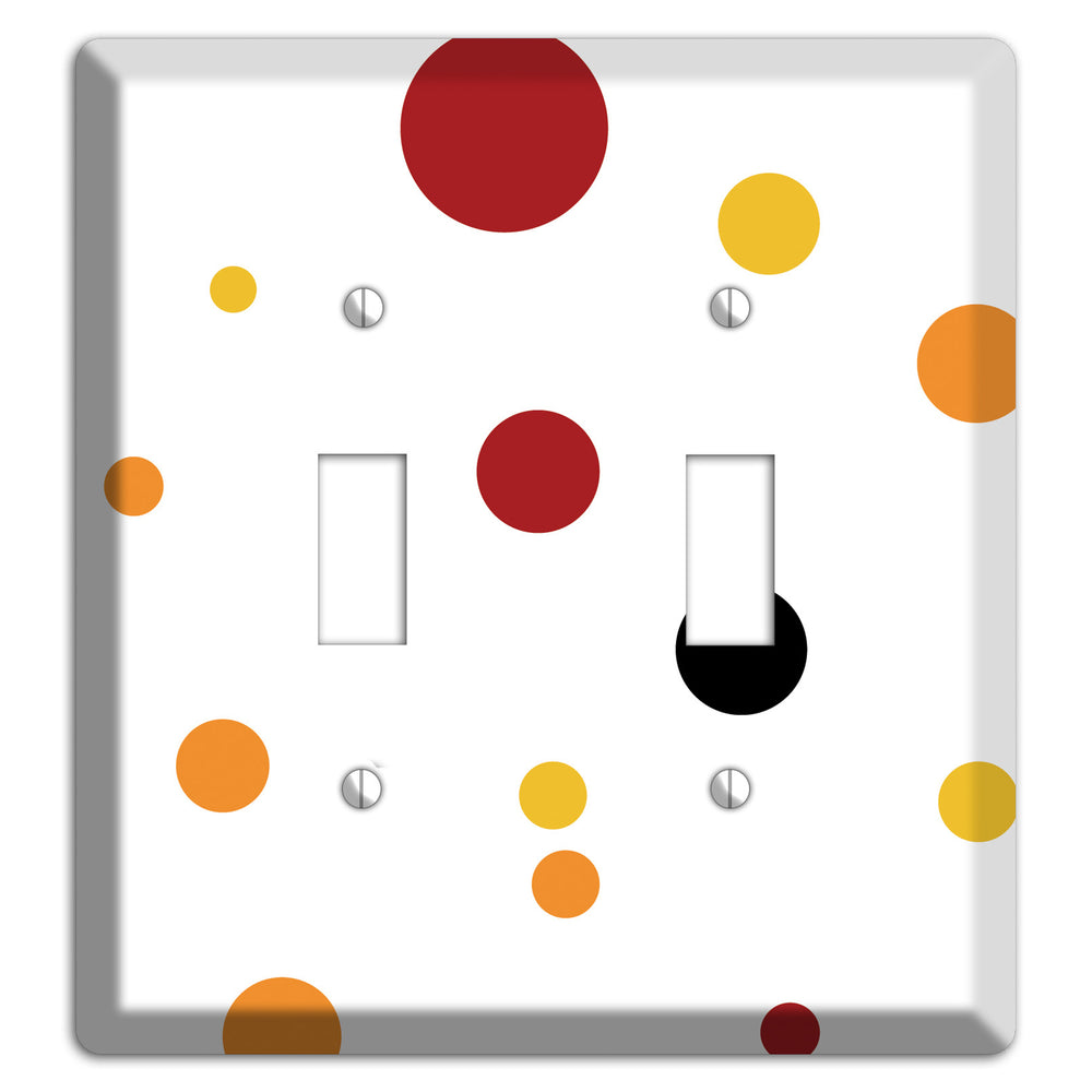 White with Red and Multi Umber Medium Dots 2 Toggle Wallplate
