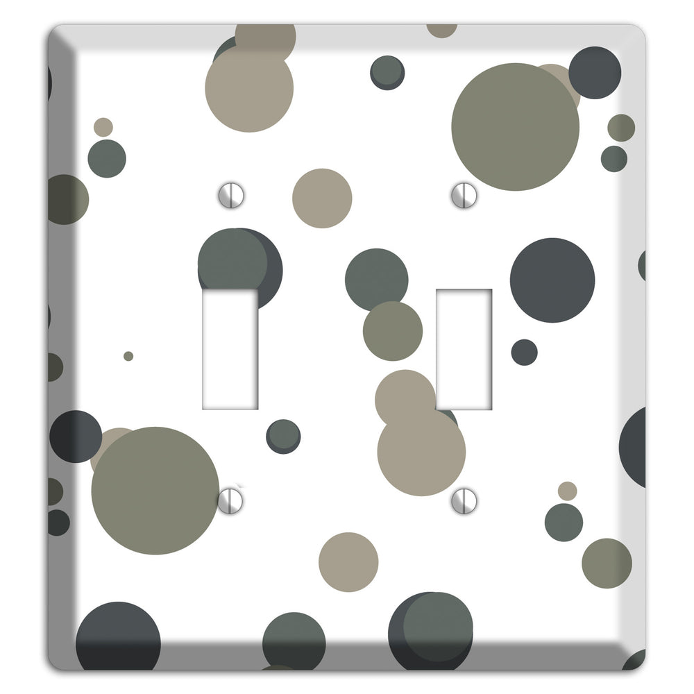 White with Multi Grey Medium Dots 2 Toggle Wallplate
