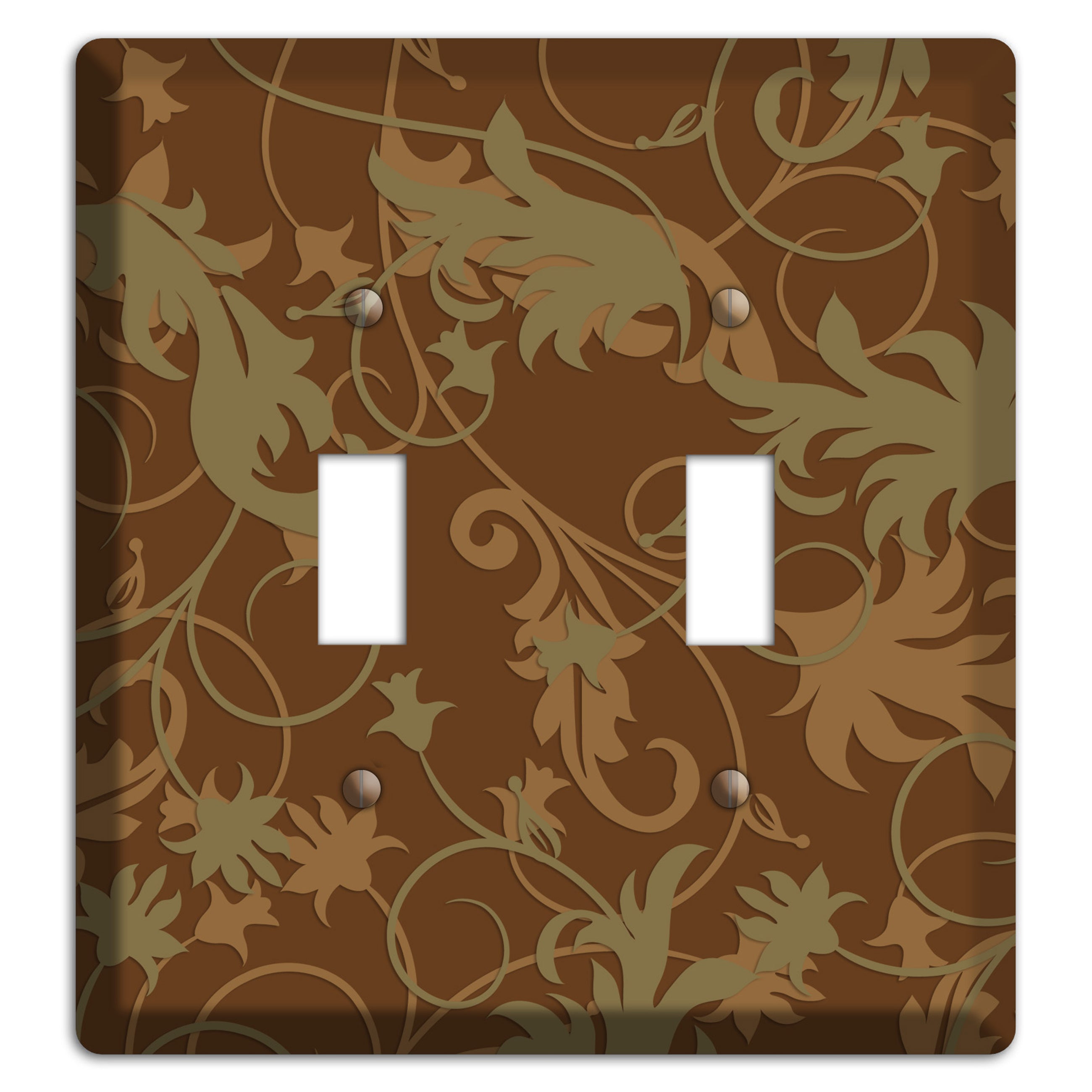 Brown and Olive Victorian Sprig 2 Toggle Wallplate