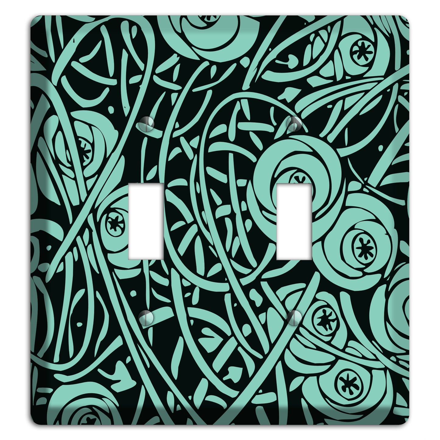 Teal Deco Floral 2 Toggle Wallplate