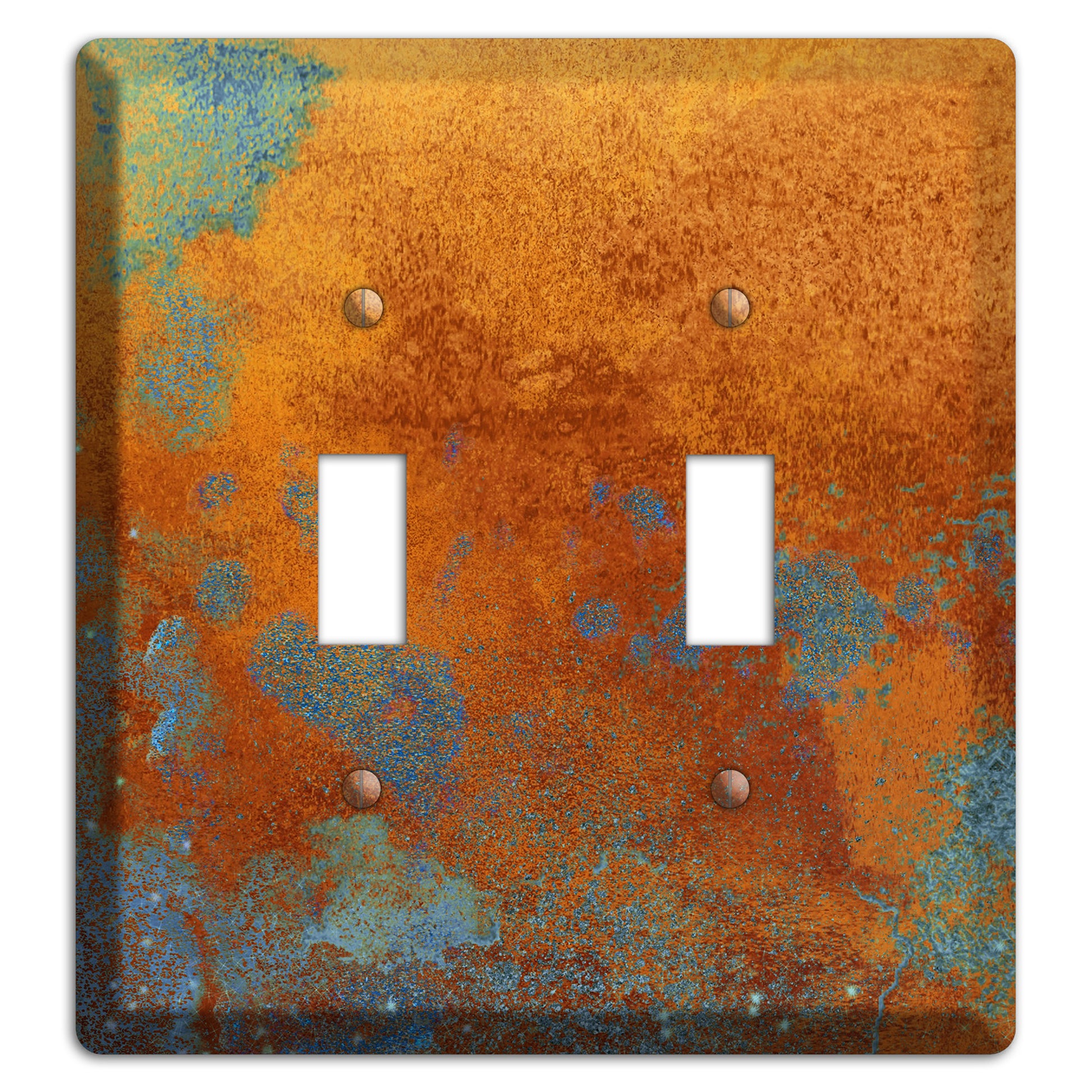 Antique Copper with Blue 2 Toggle Wallplate