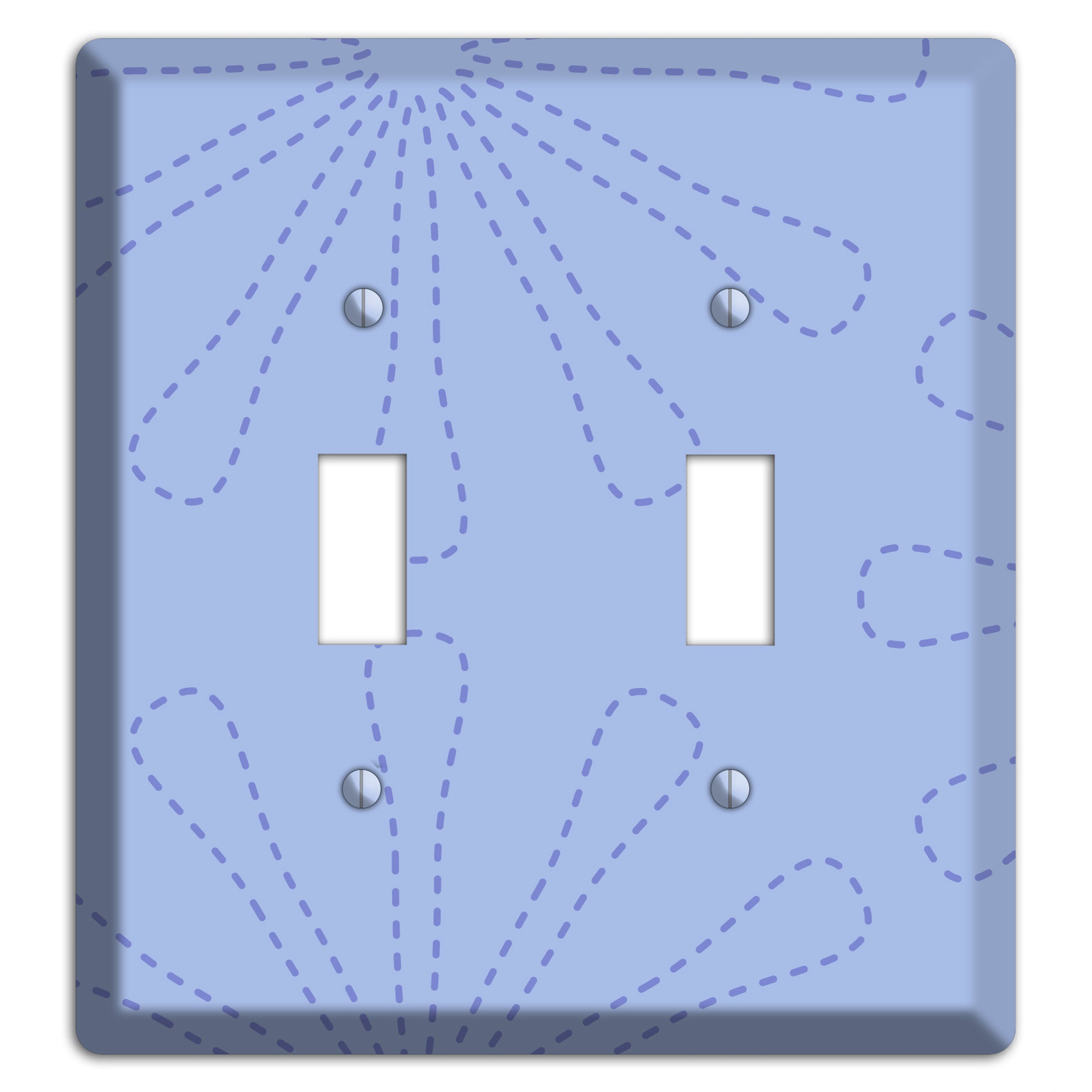 Periwinkle Retro Stipple Floral Contour 2 Toggle Wallplate