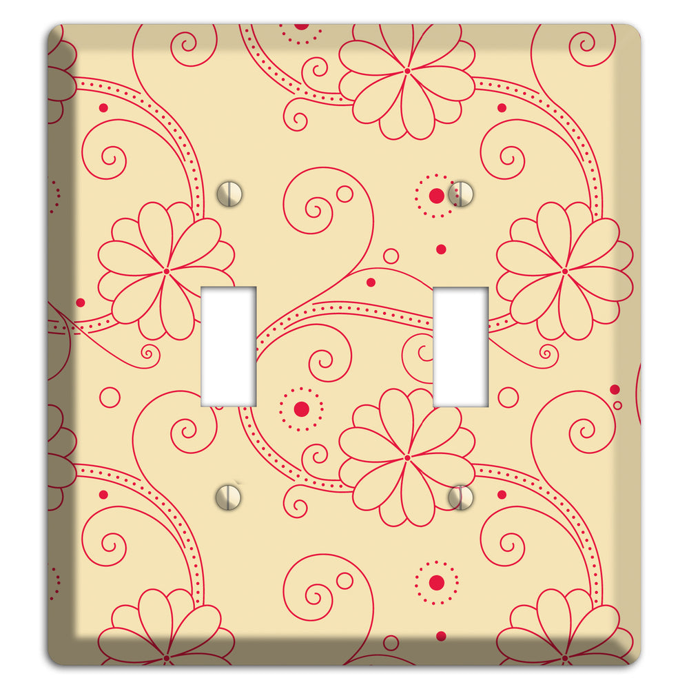 Off White Floral Swirl 2 Toggle Wallplate