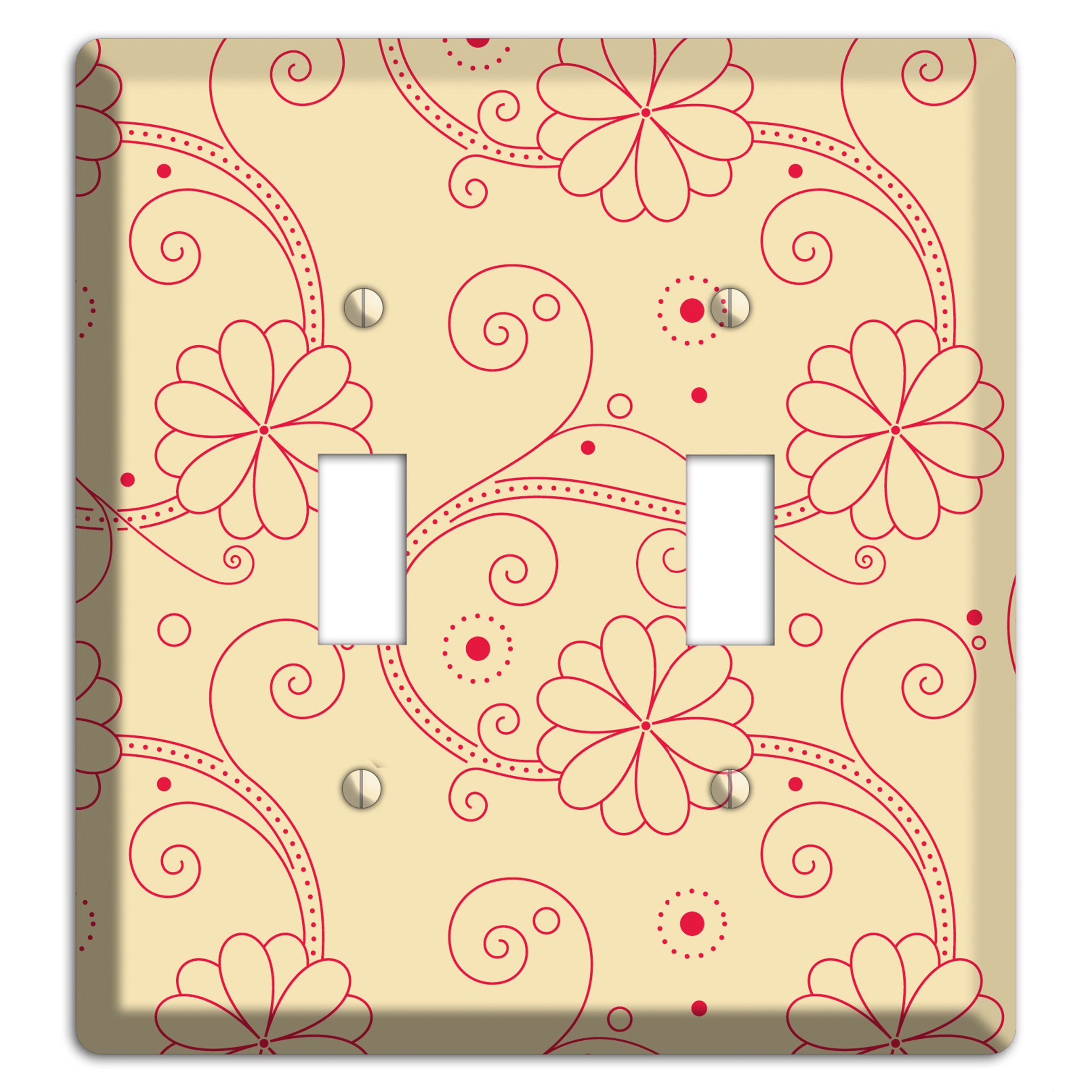 Off White Floral Swirl 2 Toggle Wallplate