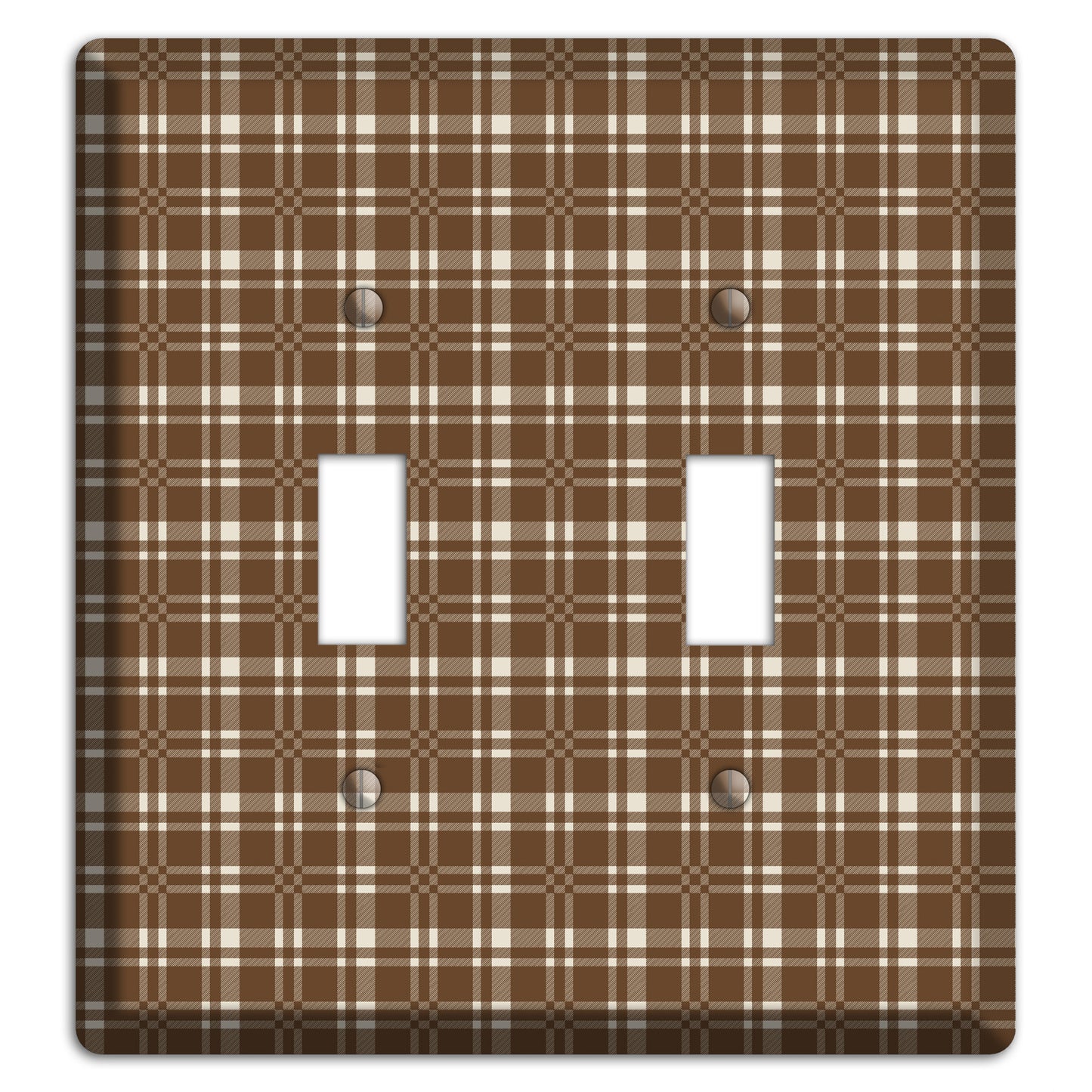 Medium Brown Plaid 2 Toggle Wallplate