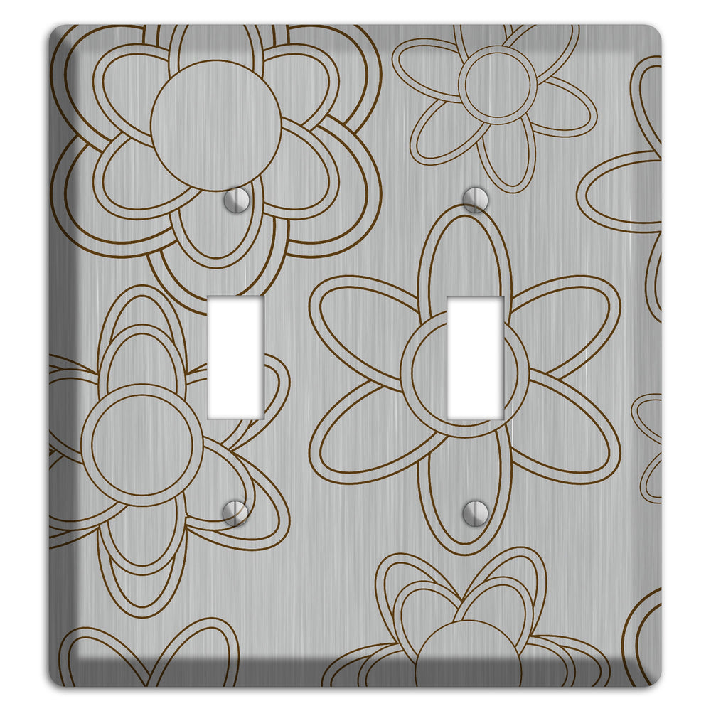 Retro Floral Contour Stainless Steel 2 Toggle Wallplate
