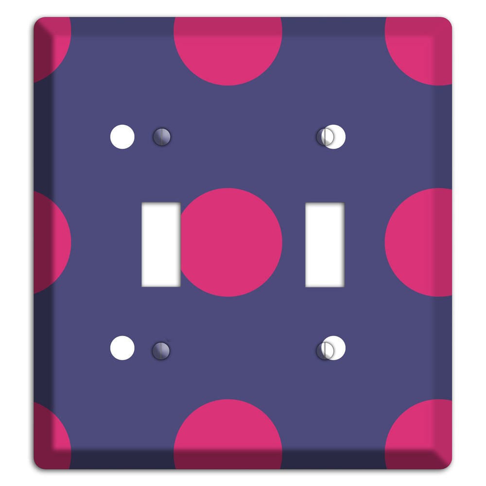 Purple with Purple and White Multi Tiled Medium Dots 2 Toggle Wallplate