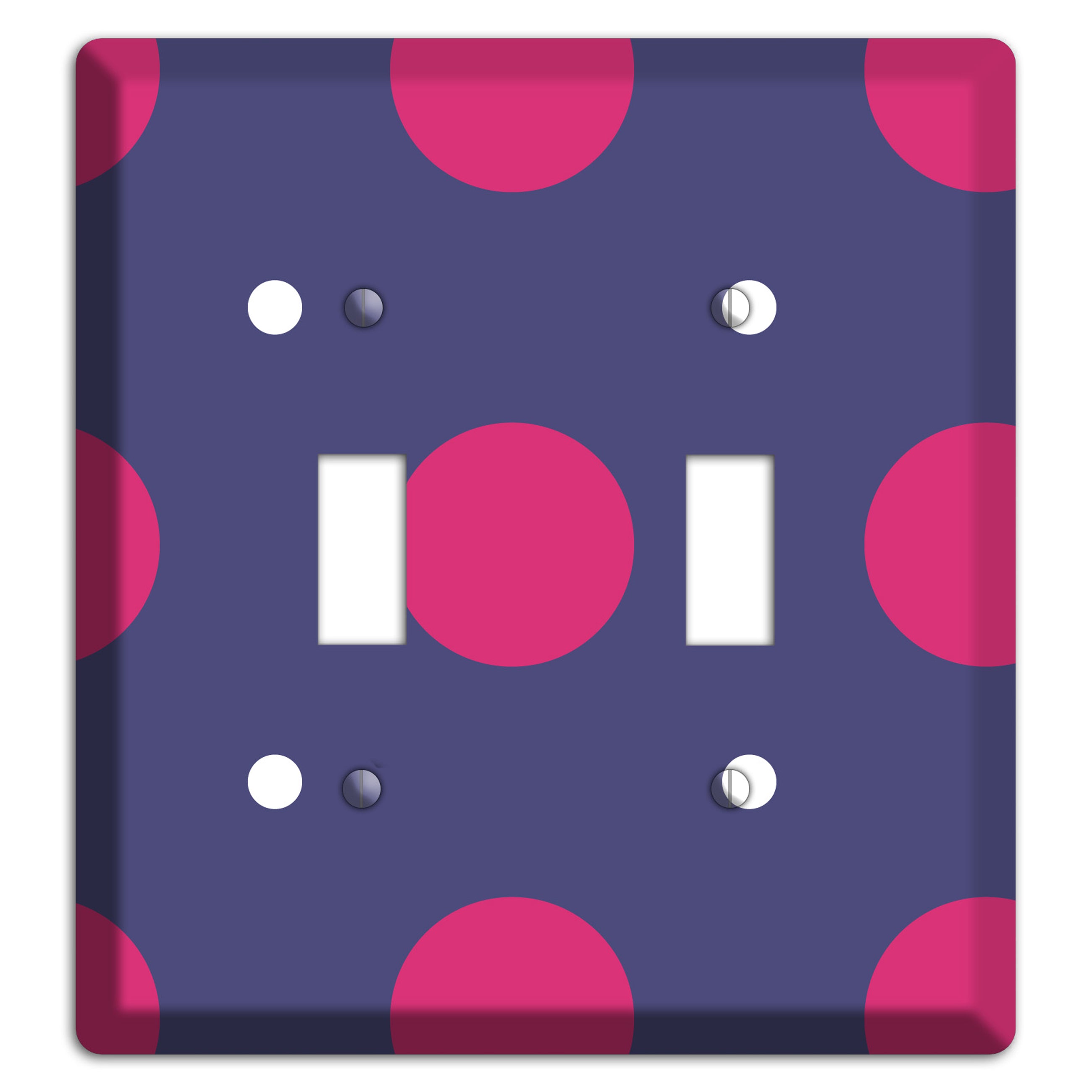Purple with Purple and White Multi Tiled Medium Dots 2 Toggle Wallplate