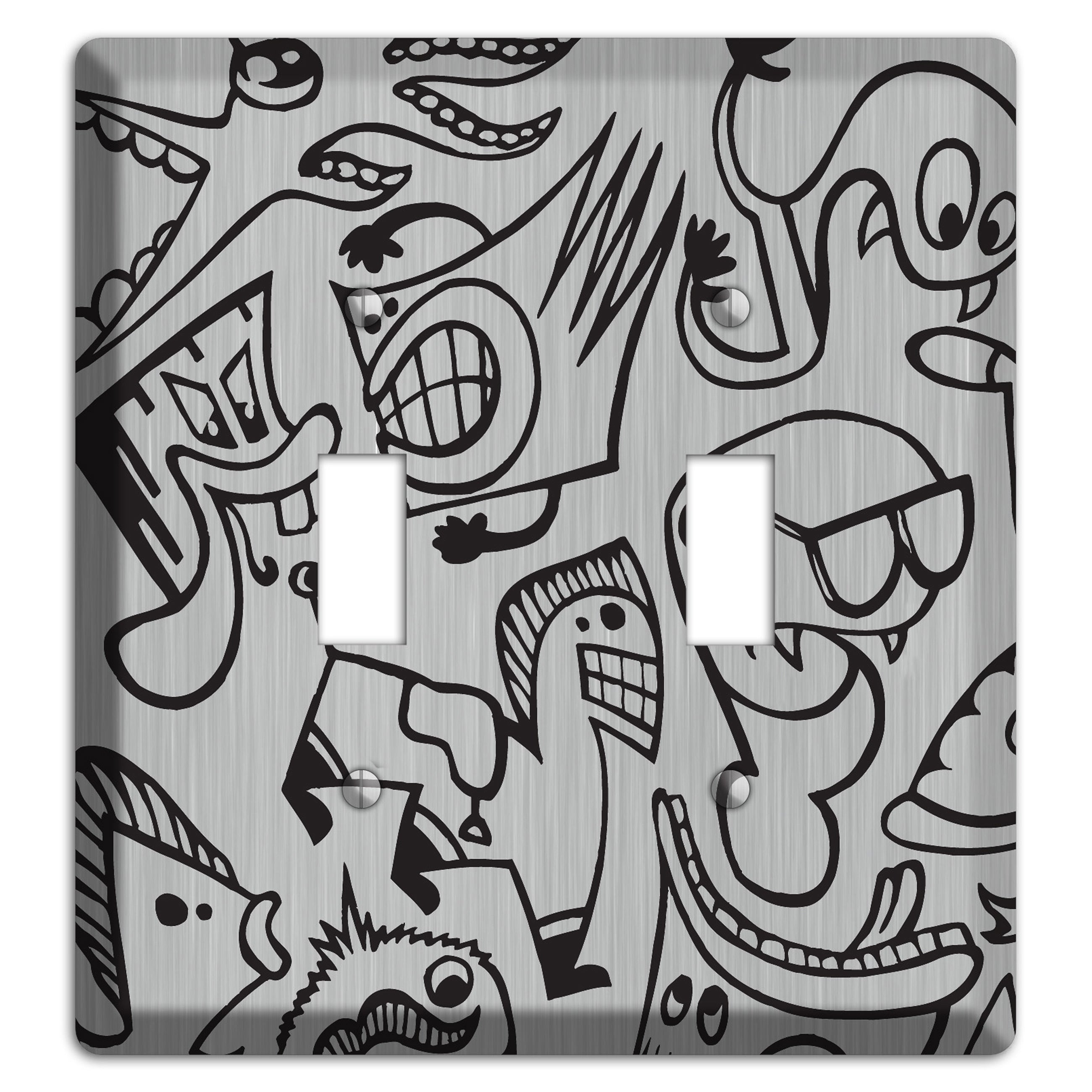 Whimsical Faces 1  Stainless 2 Toggle Wallplate