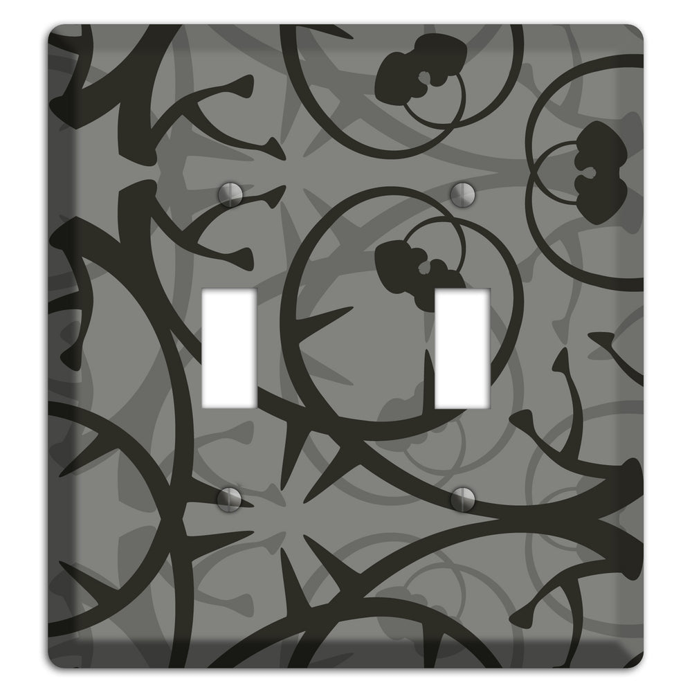 Grey with Black Retro Sprig 2 Toggle Wallplate