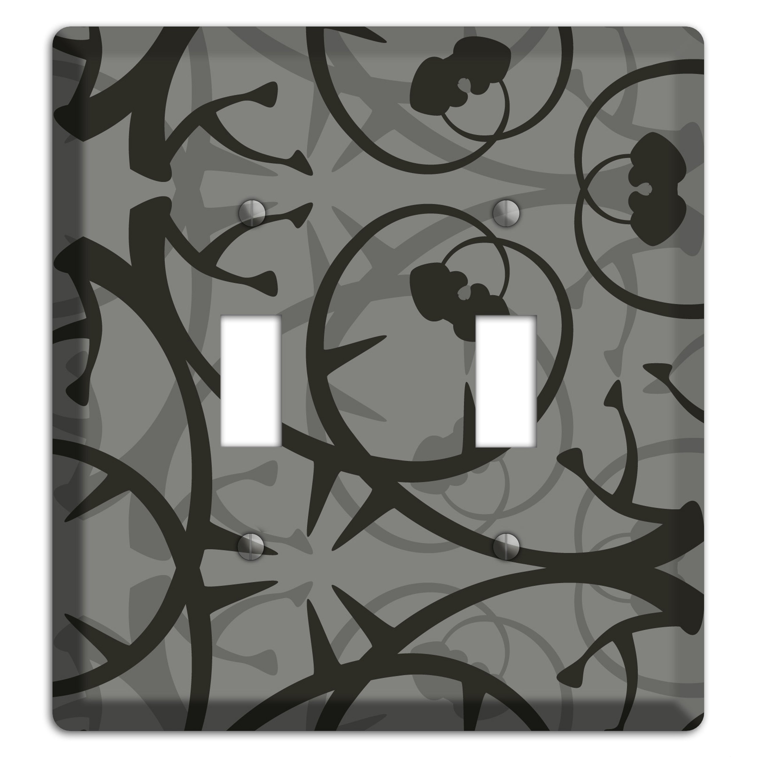Grey with Black Retro Sprig 2 Toggle Wallplate