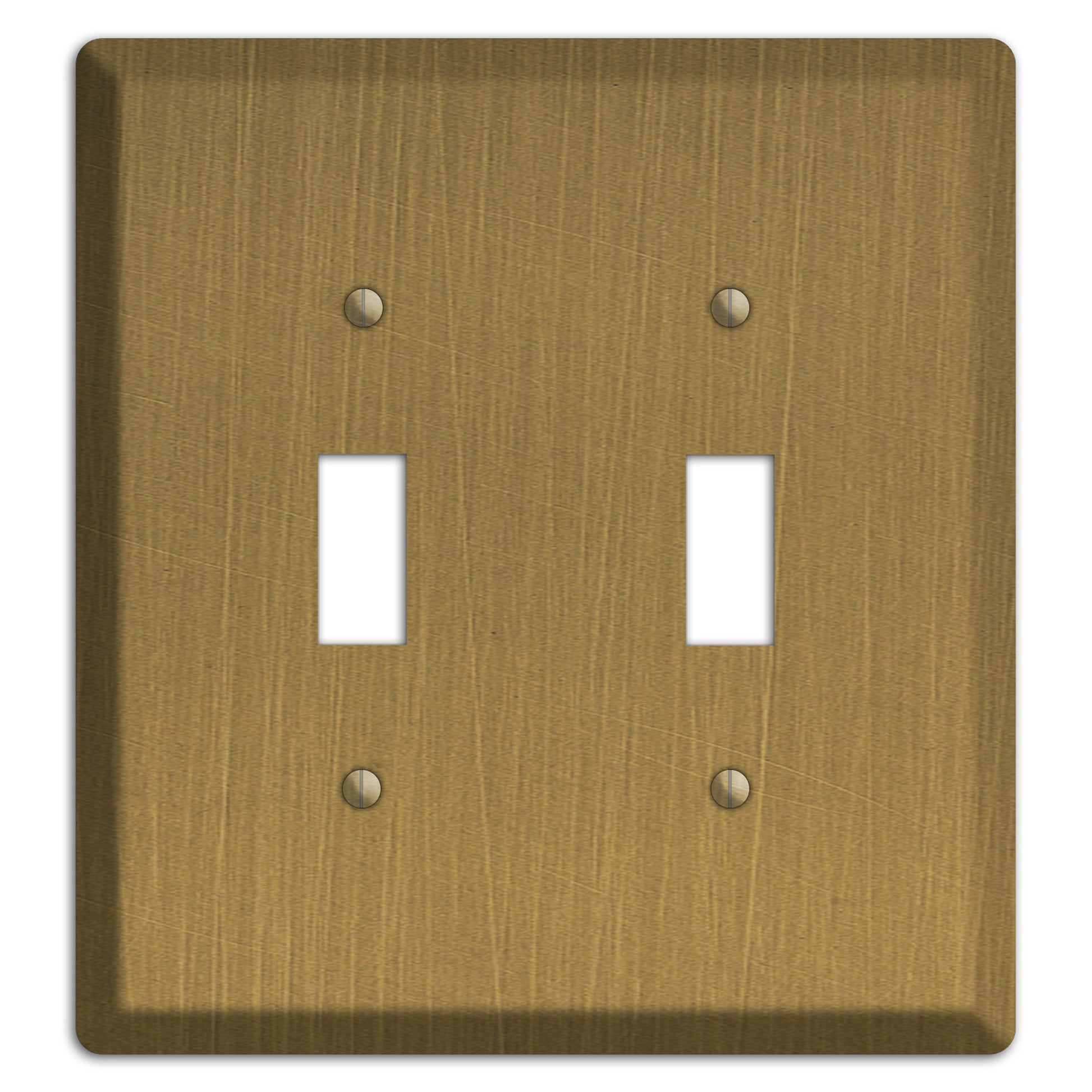 Antique Brushed Solid Brass 2 Toggle Wallplate