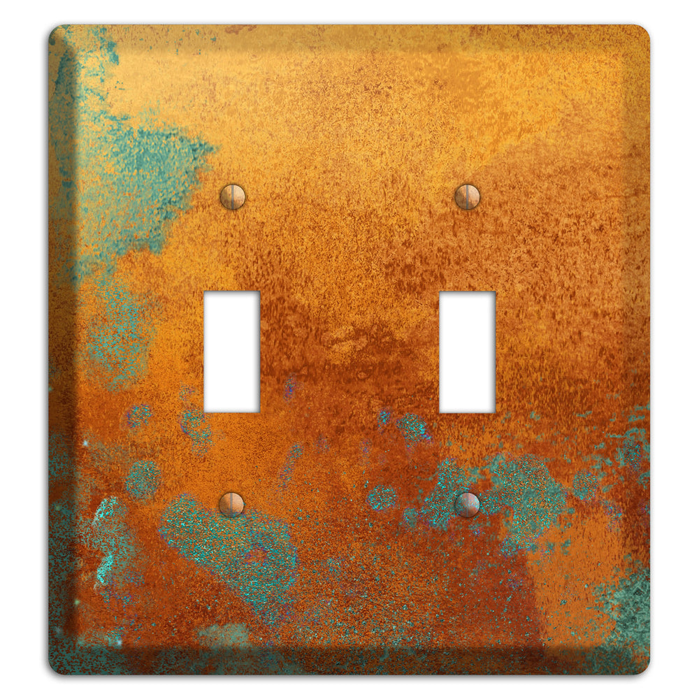 Antique Copper with Green 2 Toggle Wallplate
