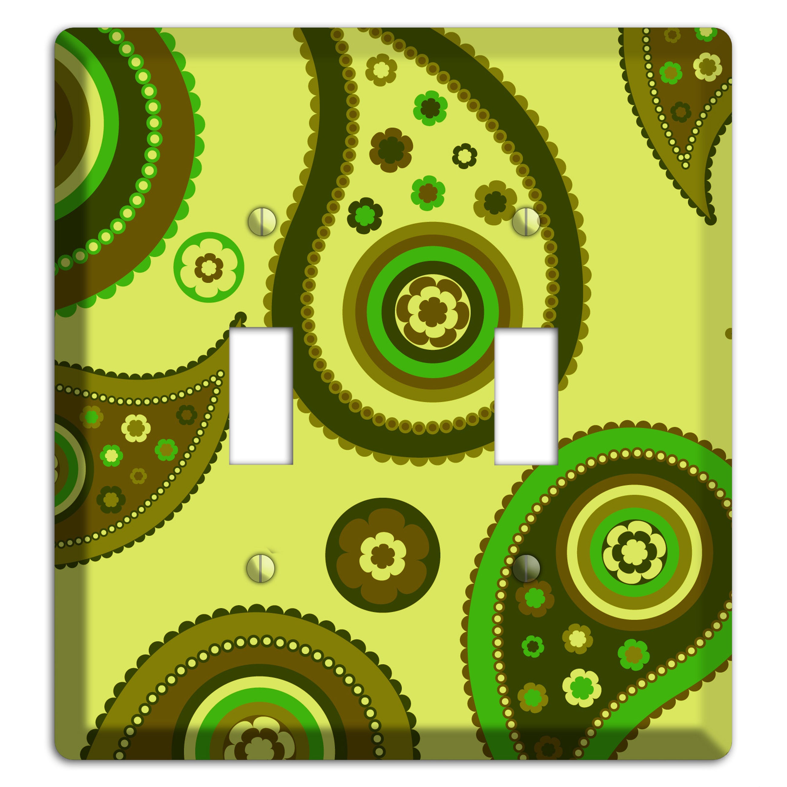 Bright Green Paisley 2 Toggle Wallplate