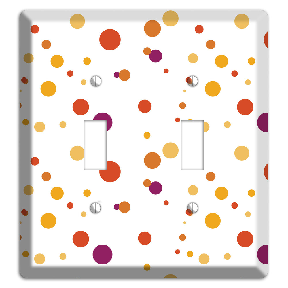 White with Multi Red and Umber Small Dots 2 Toggle Wallplate