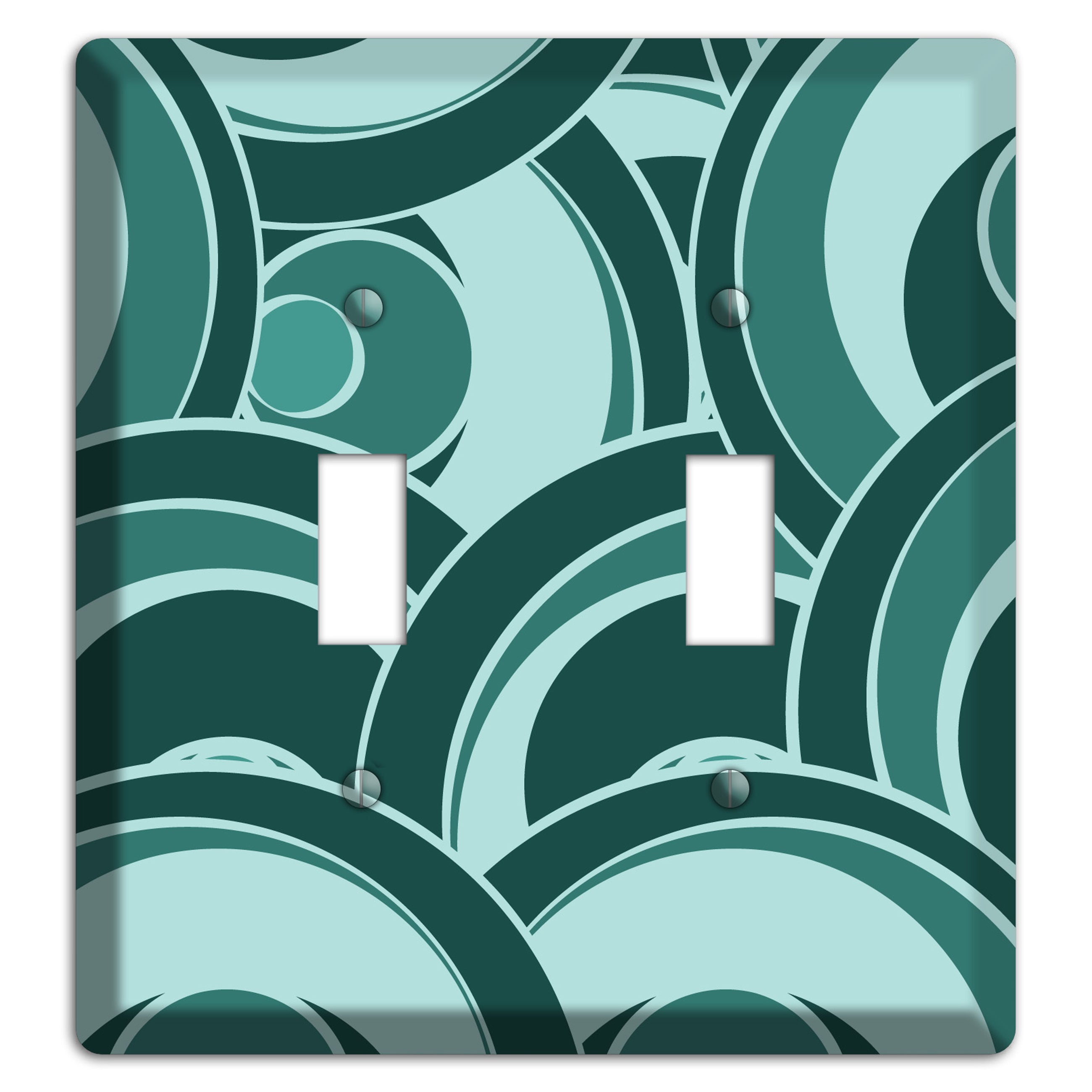 Blue-green Deco Circles 2 Toggle Wallplate