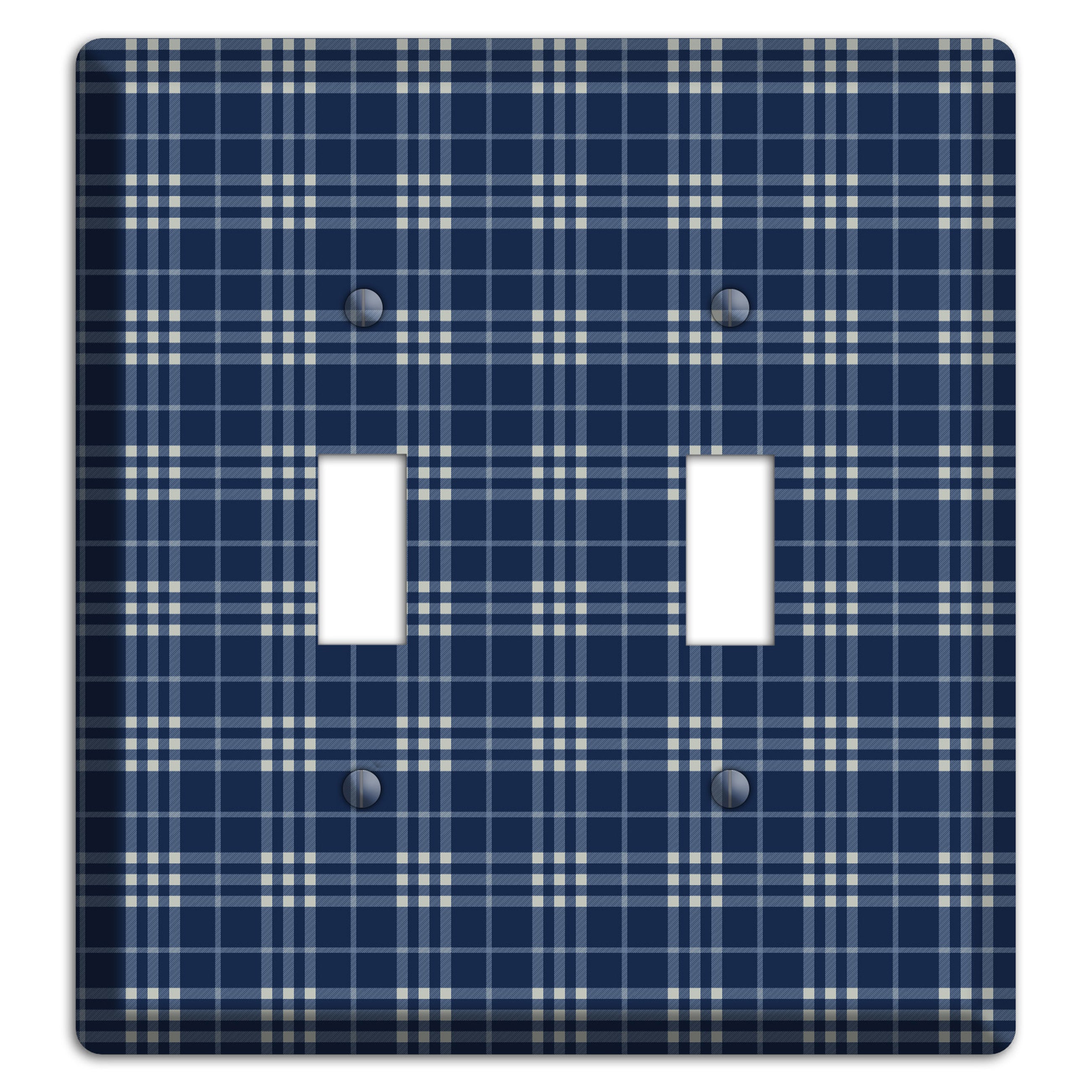 Blue and White Plaid 2 Toggle Wallplate
