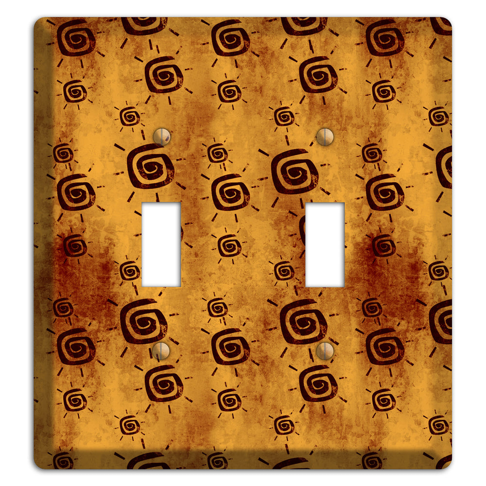 Mustard with Maroon Swirl 2 Toggle Wallplate