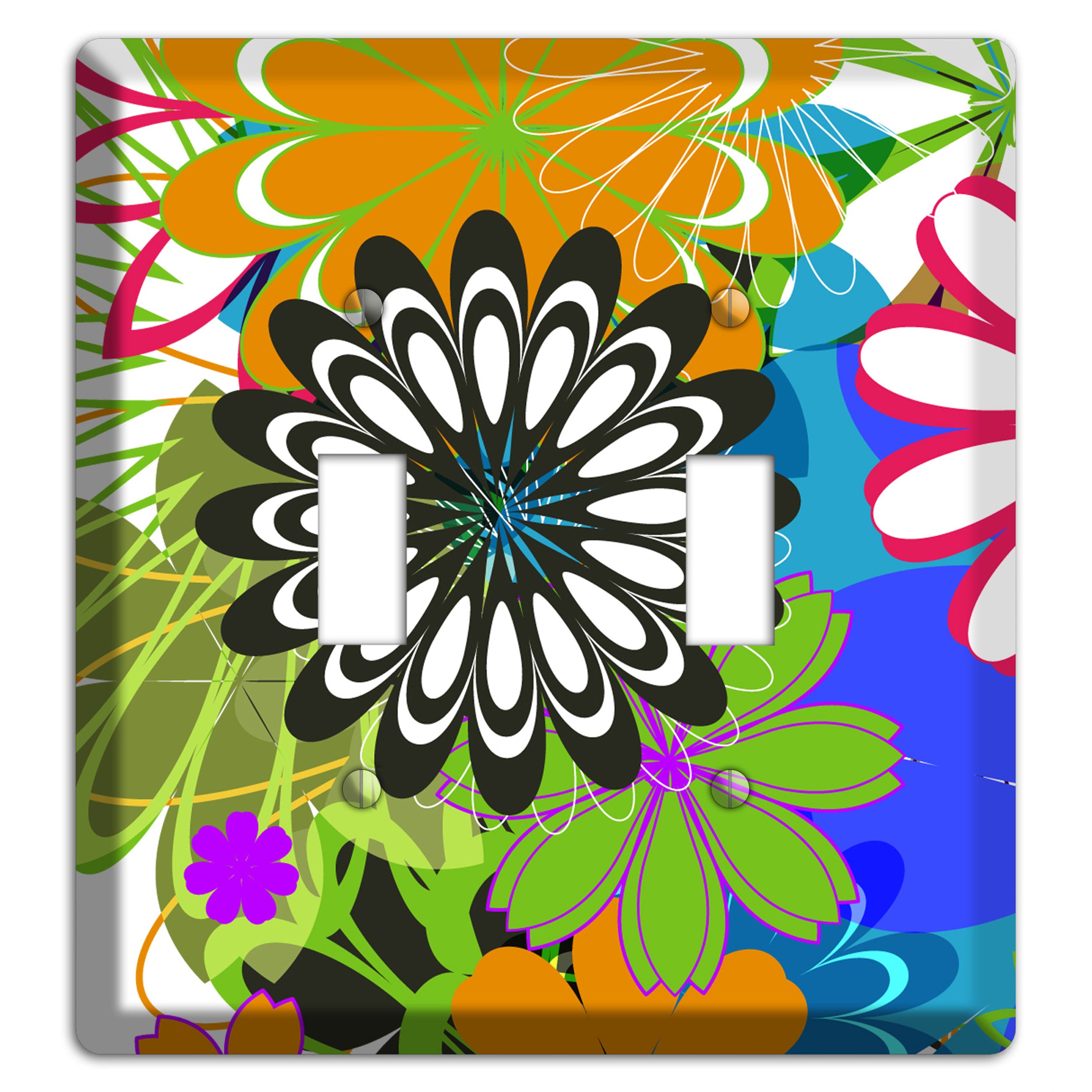 Multi Retro Flowers 2 Toggle Wallplate
