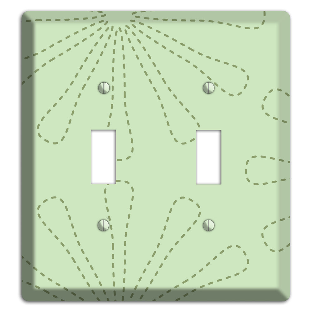 Sage Retro Stipple Floral Contour 2 Toggle Wallplate