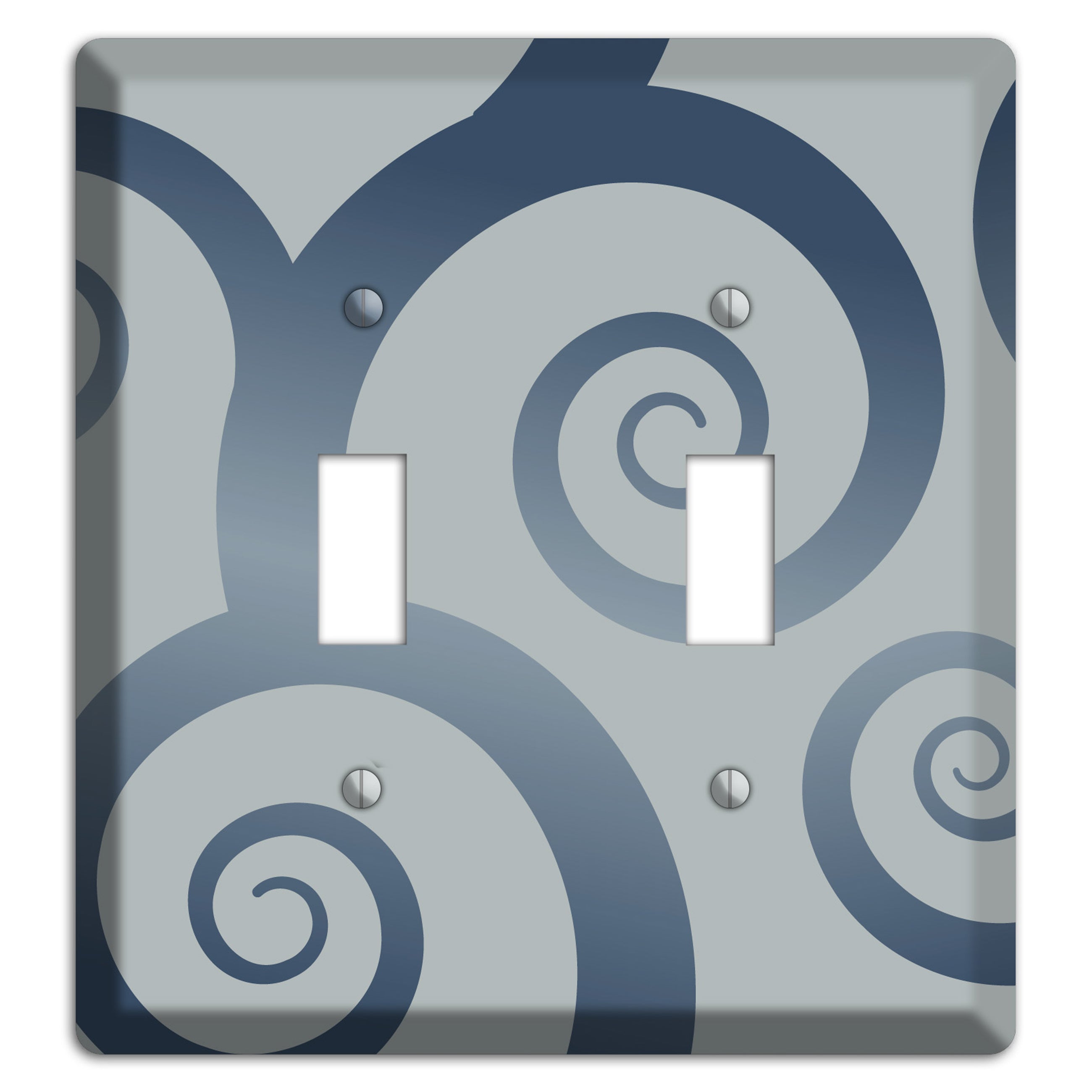 Grey with Blue Large Swirl 2 Toggle Wallplate