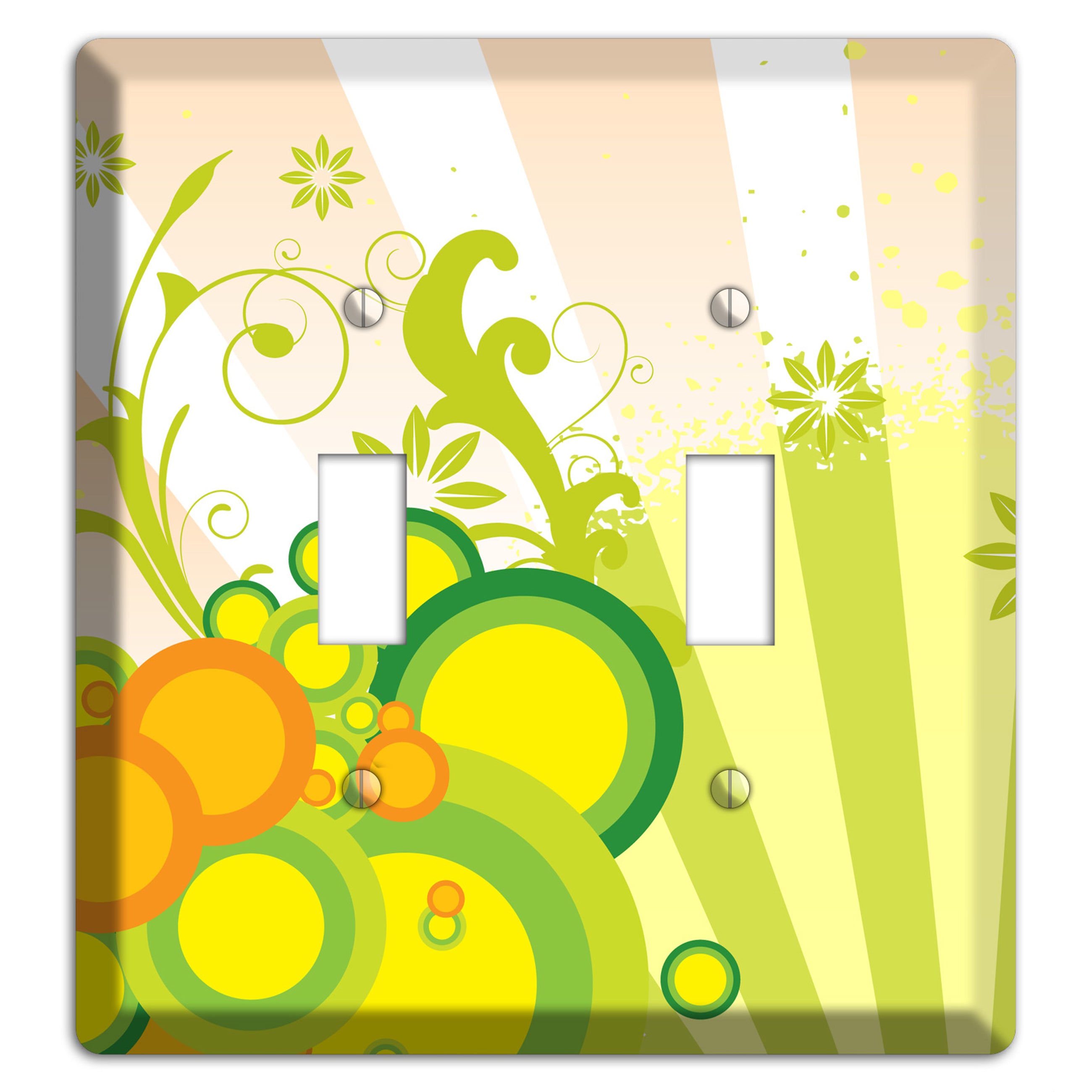 Green Yellow Orange Retro Sprig 2 Toggle Wallplate