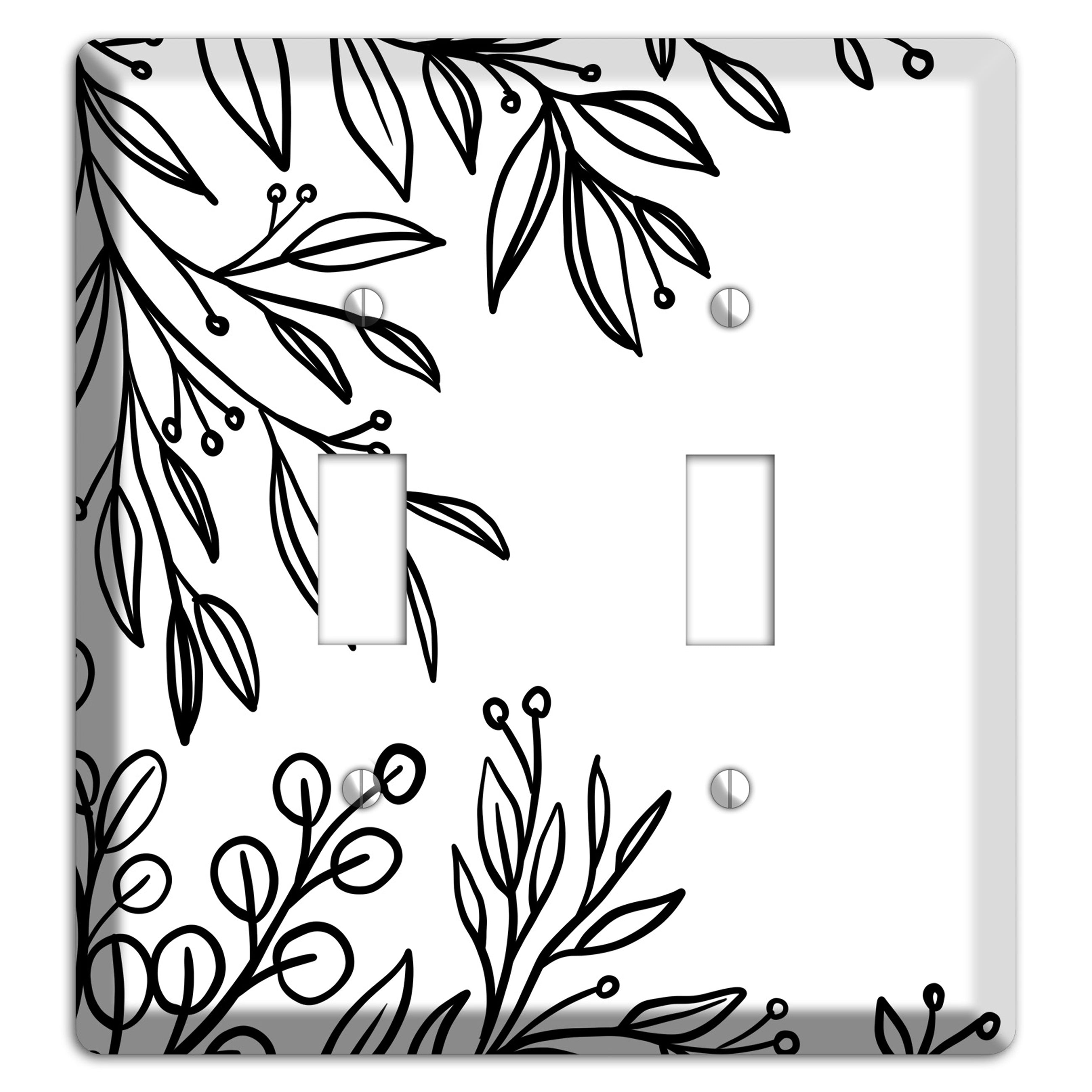 Hand-Drawn Floral 1 2 Toggle Wallplate