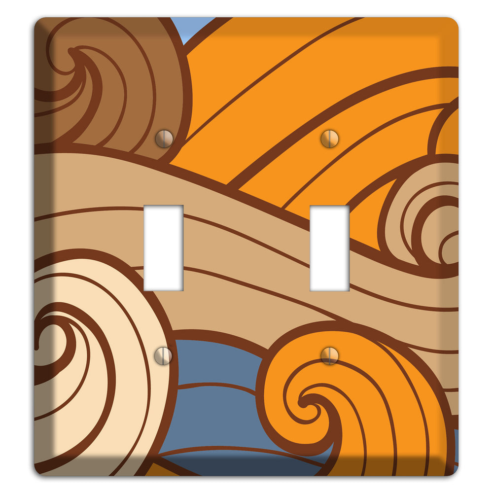 Abstract Curl Blue & Cream 2 Toggle Wallplate