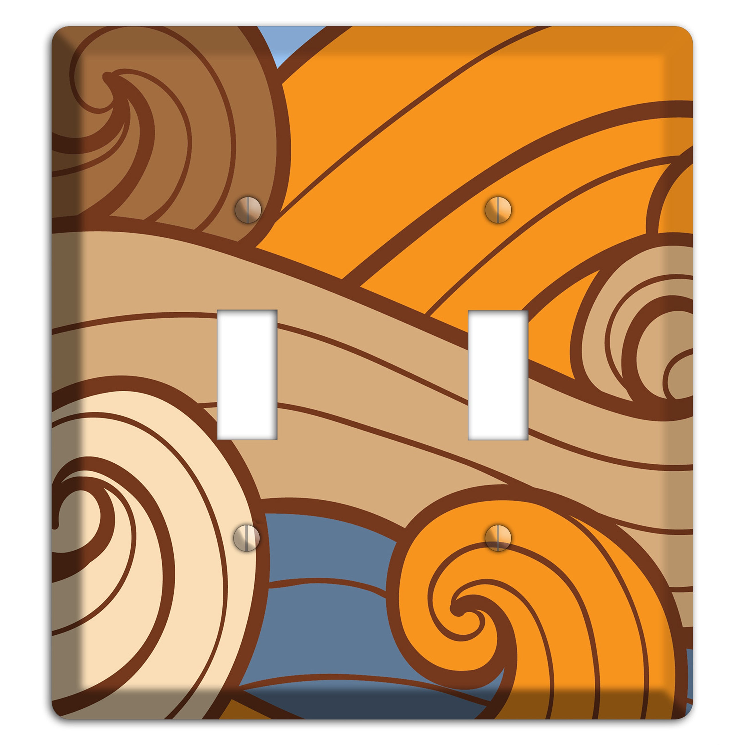 Abstract Curl Blue & Cream 2 Toggle Wallplate