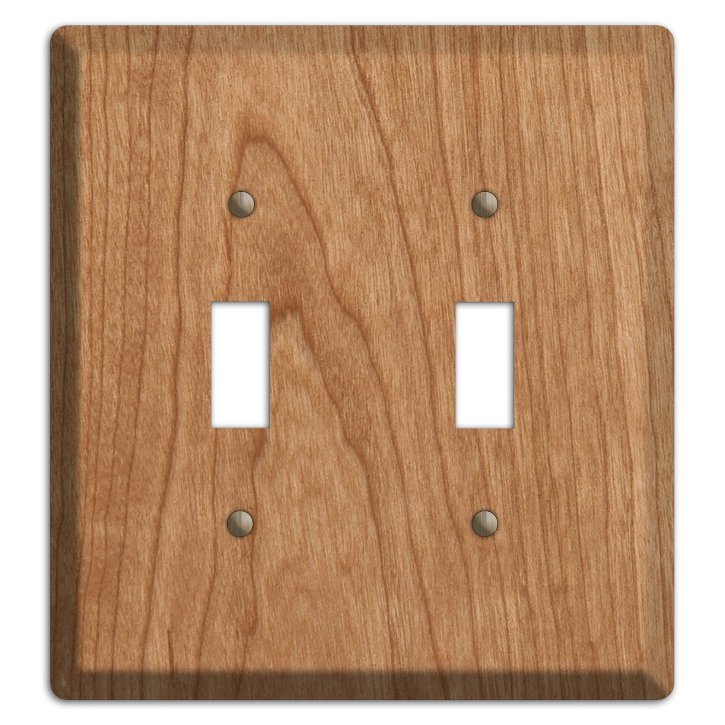 Unfinished Cherry Wood Double Toggle Switchplate