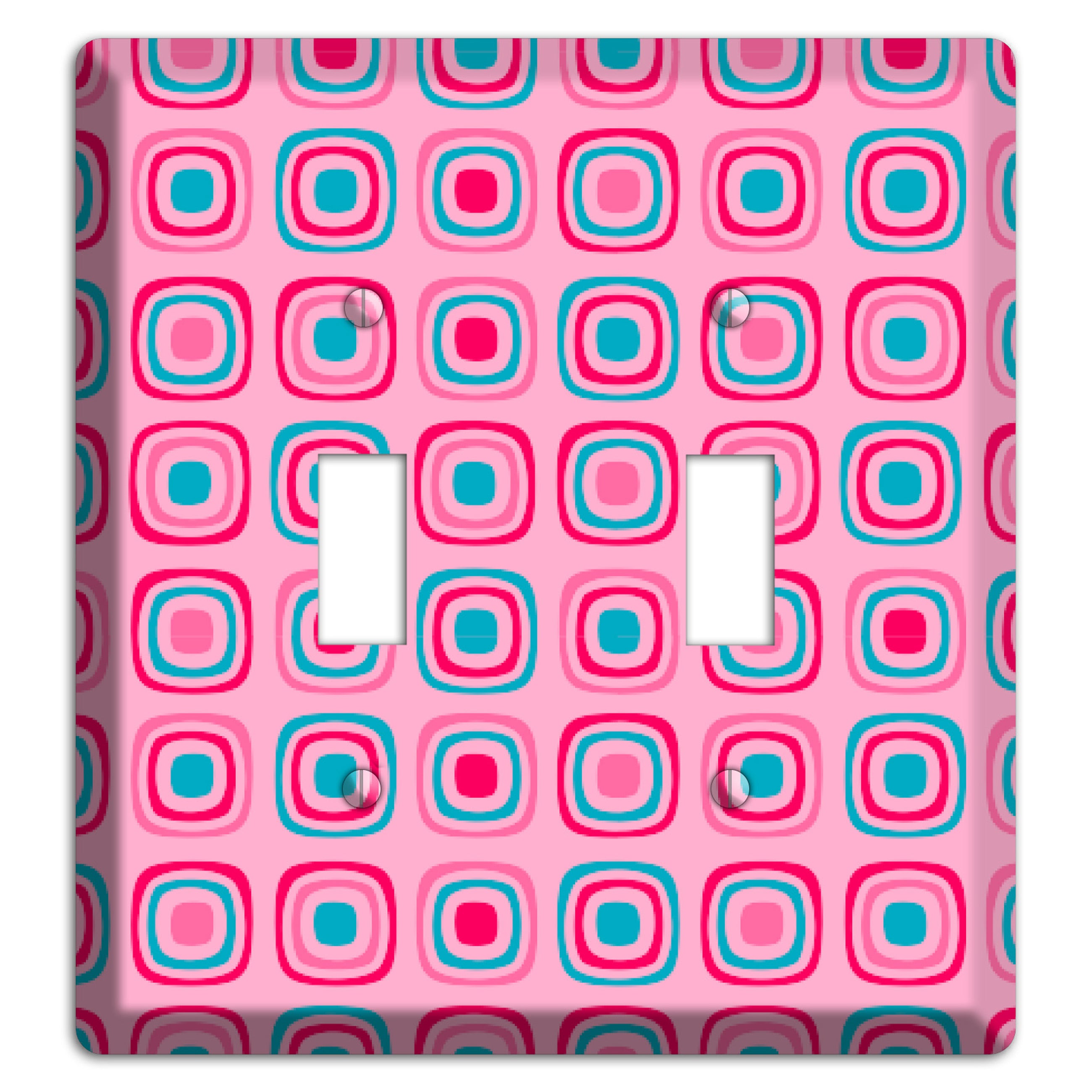 Pink and Blue Rounded Squares 2 Toggle Wallplate