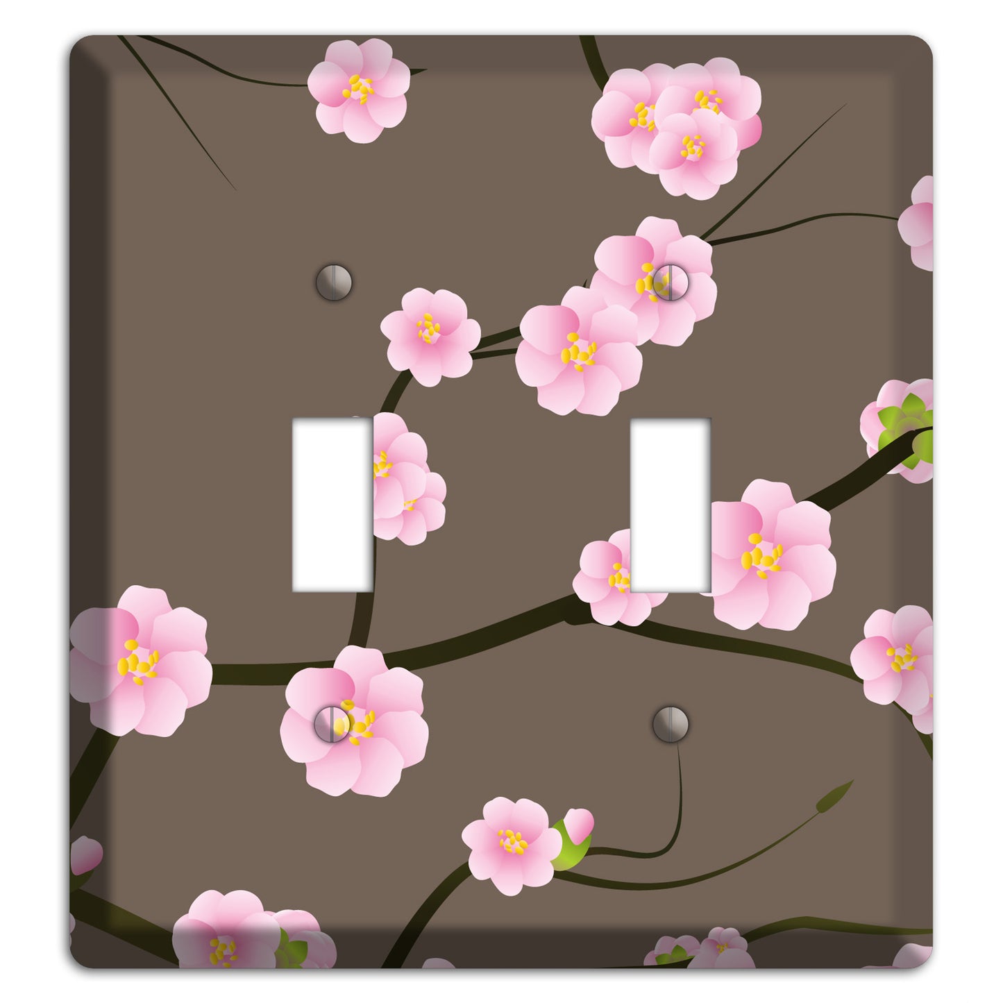 Pink and Brown Cherry Blossoms 2 Toggle Wallplate