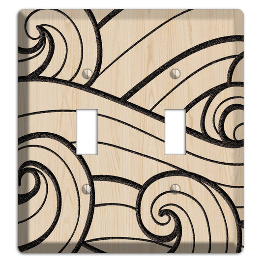 Abstract Curl Wood Lasered 2 Toggle Wallplate