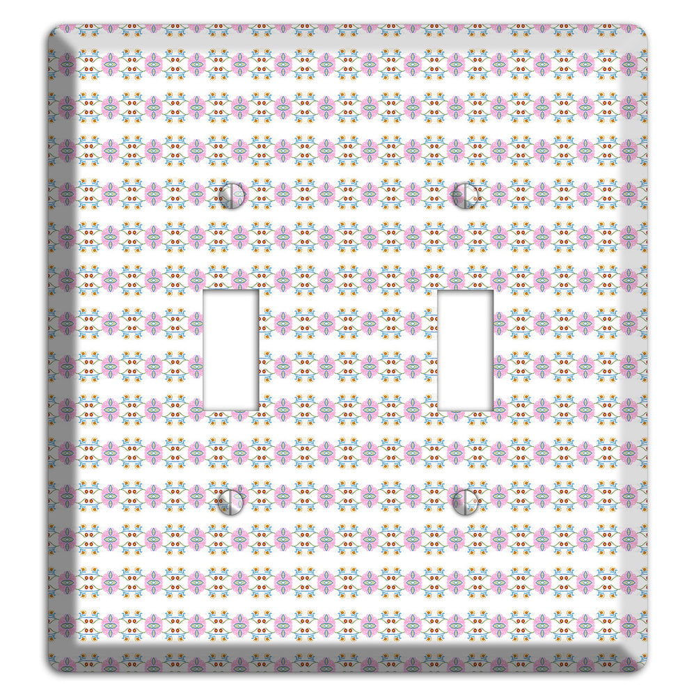 White with Lavendar Green Red Tapestry 2 Toggle Wallplate