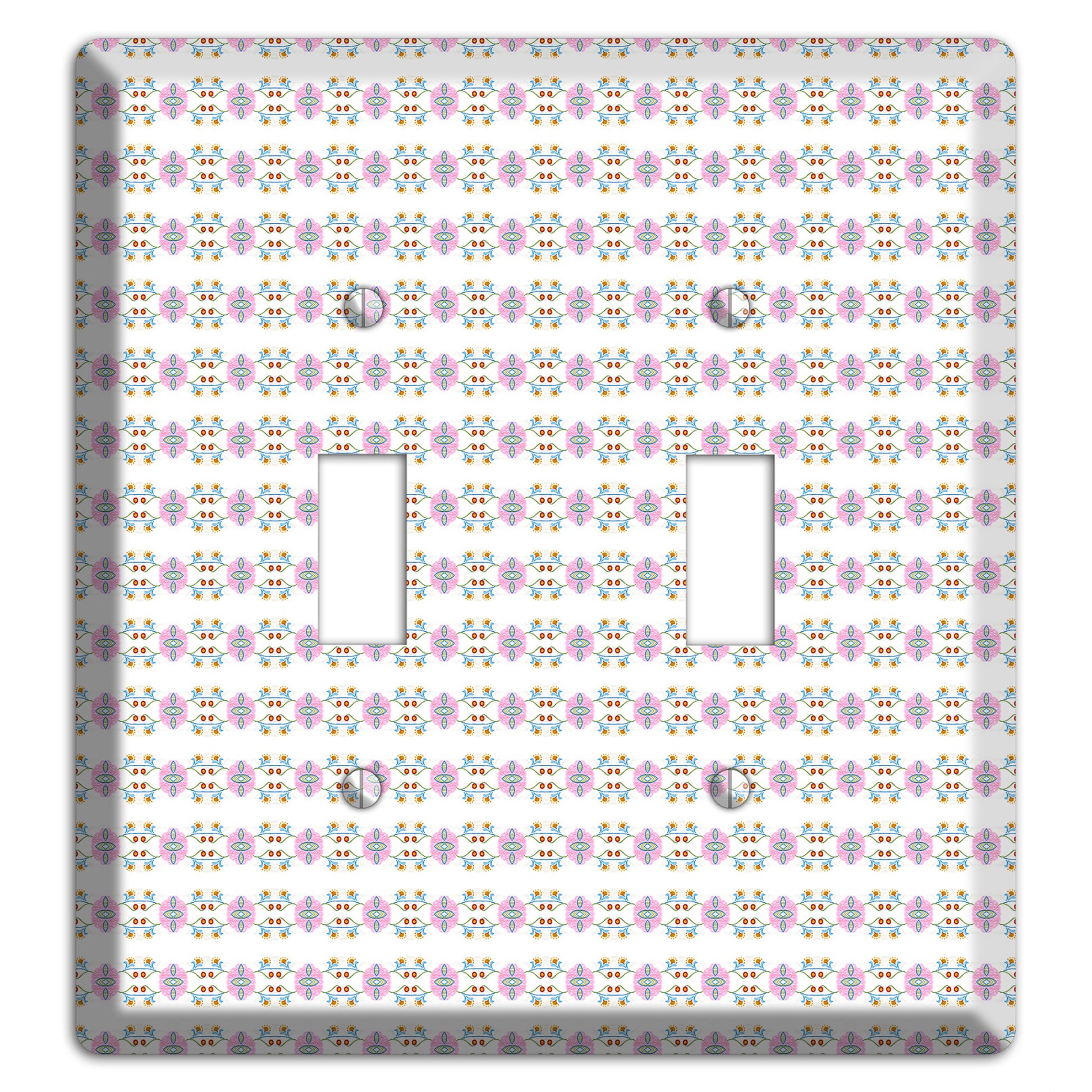 White with Lavendar Green Red Tapestry 2 Toggle Wallplate