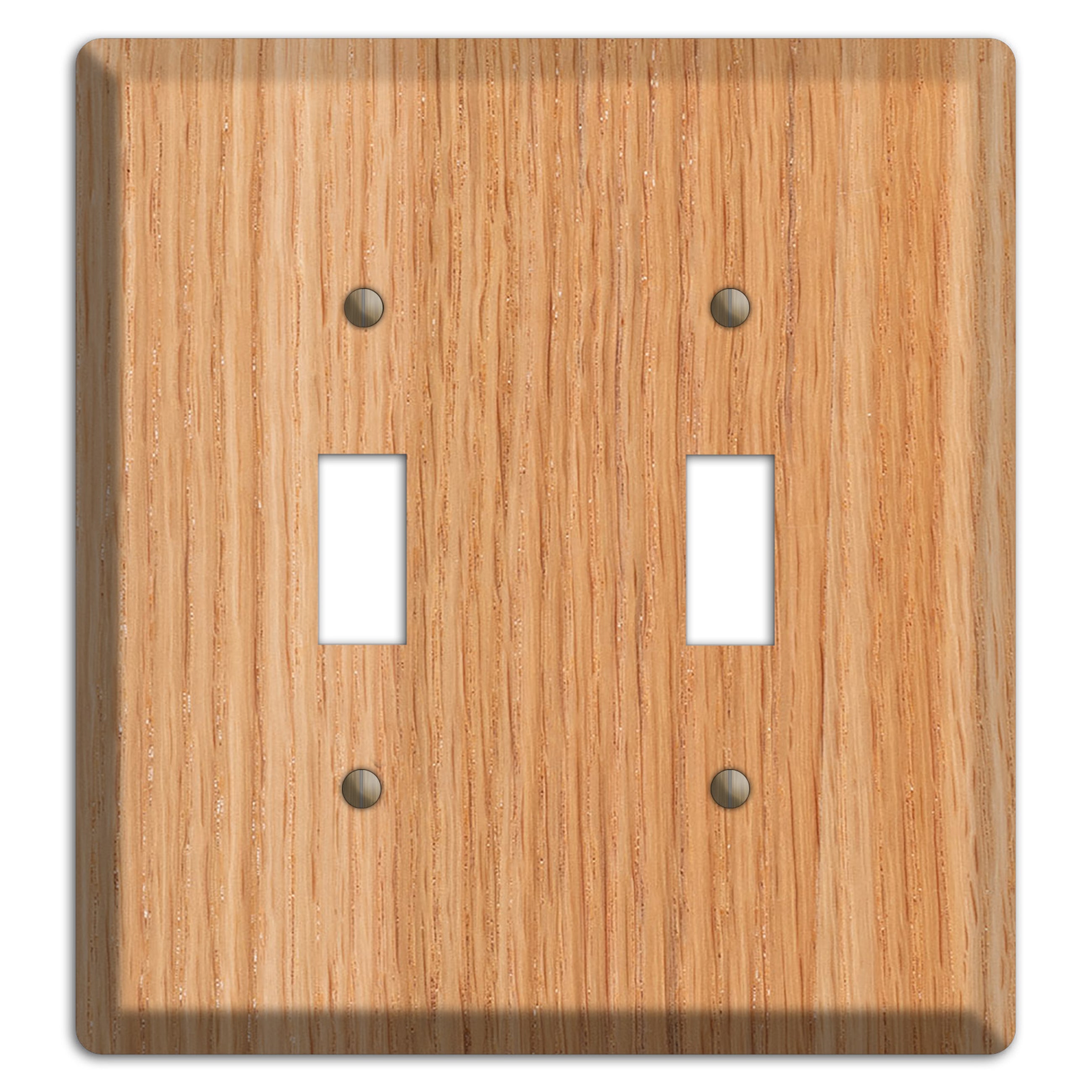 Red Oak Wood Double Toggle Switchplate