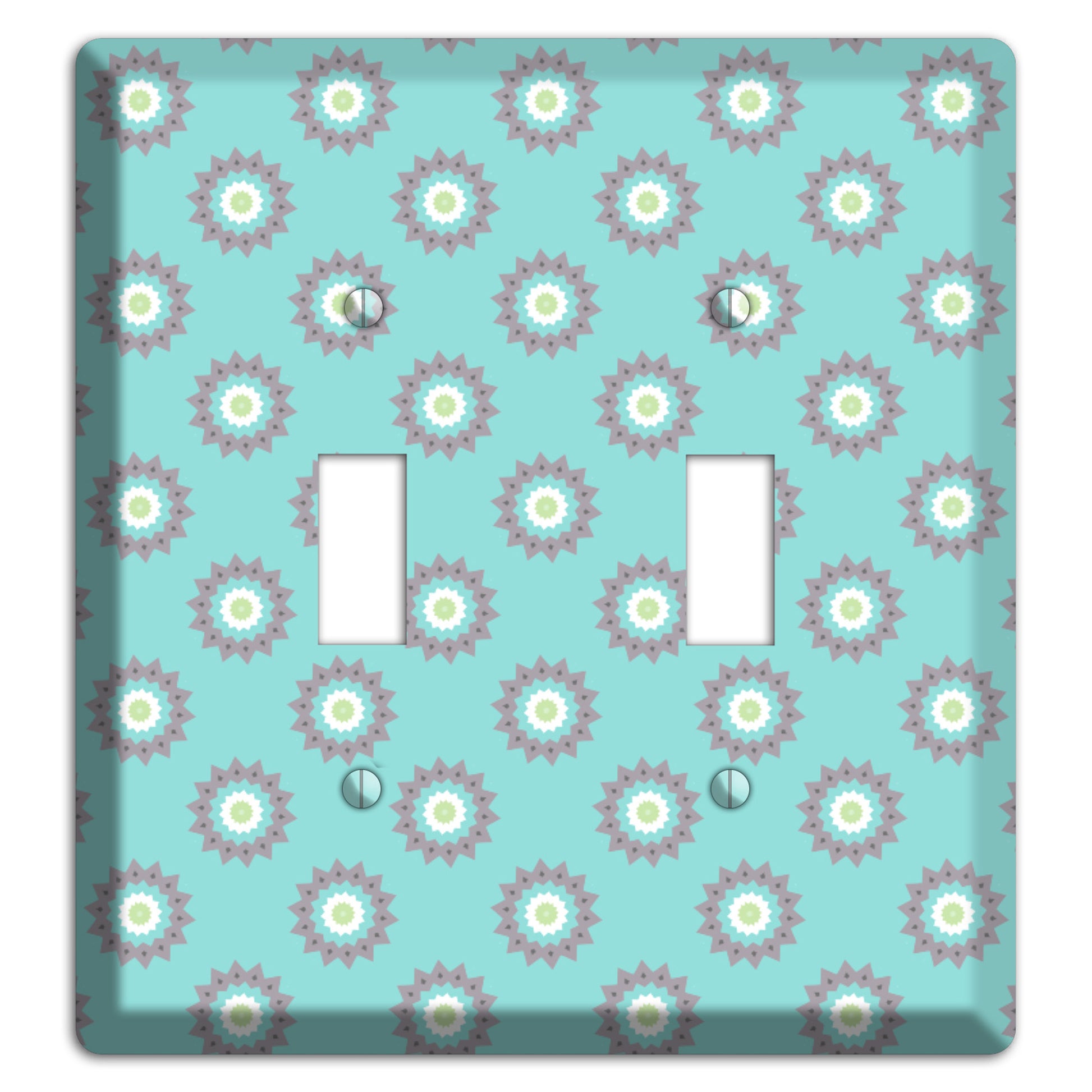 Turquoise with Suzani Dots 2 Toggle Wallplate