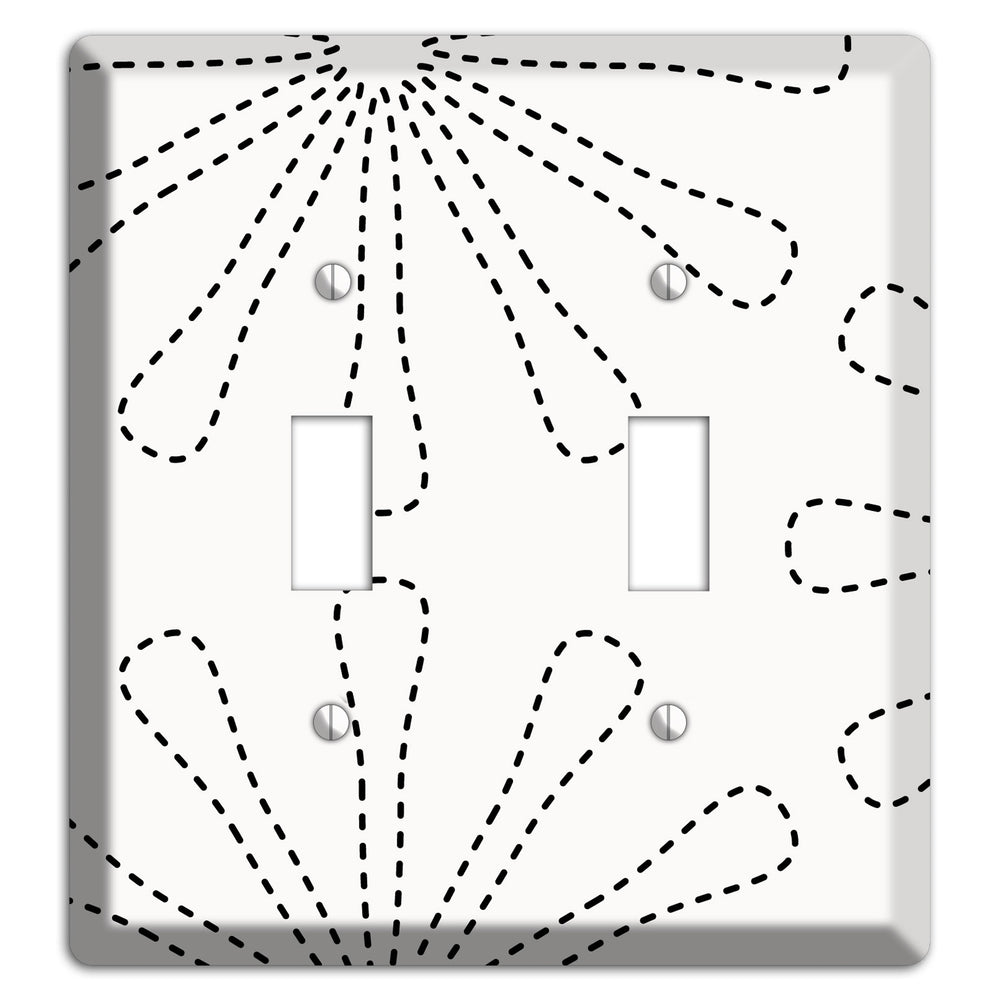 White with Black Retro Stipple Floral Contour 2 Toggle Wallplate