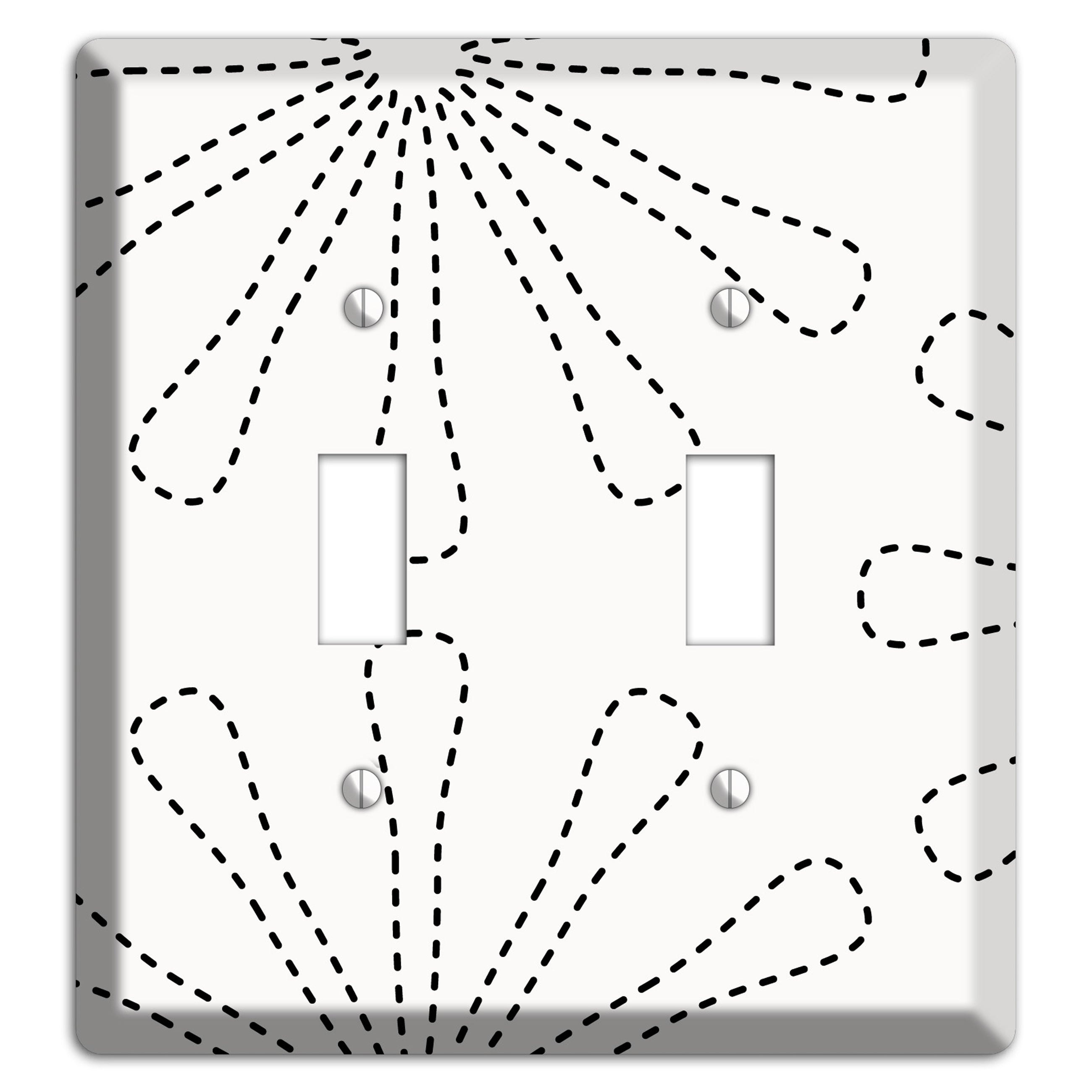 White with Black Retro Stipple Floral Contour 2 Toggle Wallplate