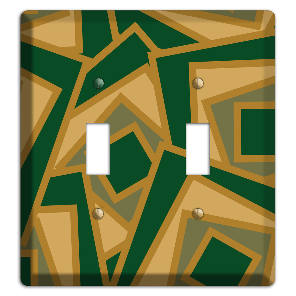 Green and Beige Retro Cubist 2 Toggle Wallplate