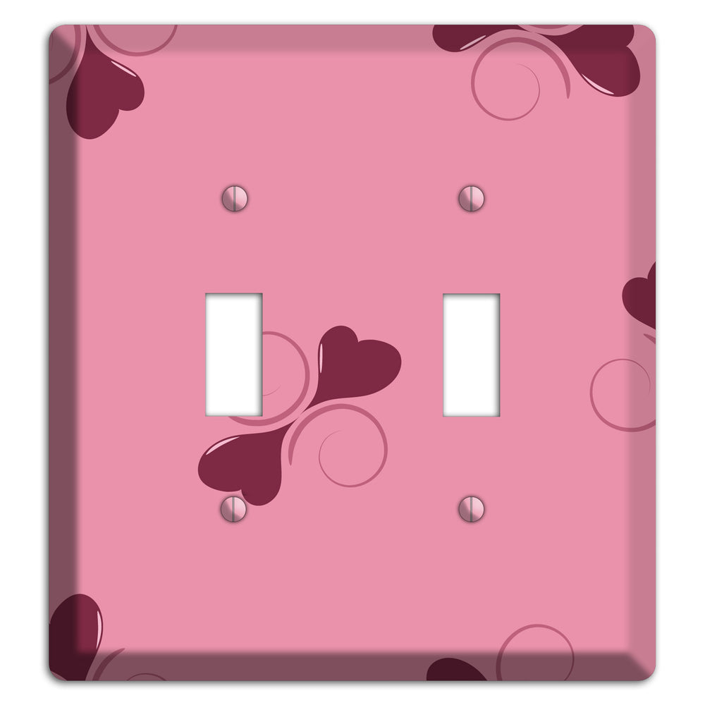 Pink with Hearts 2 Toggle Wallplate
