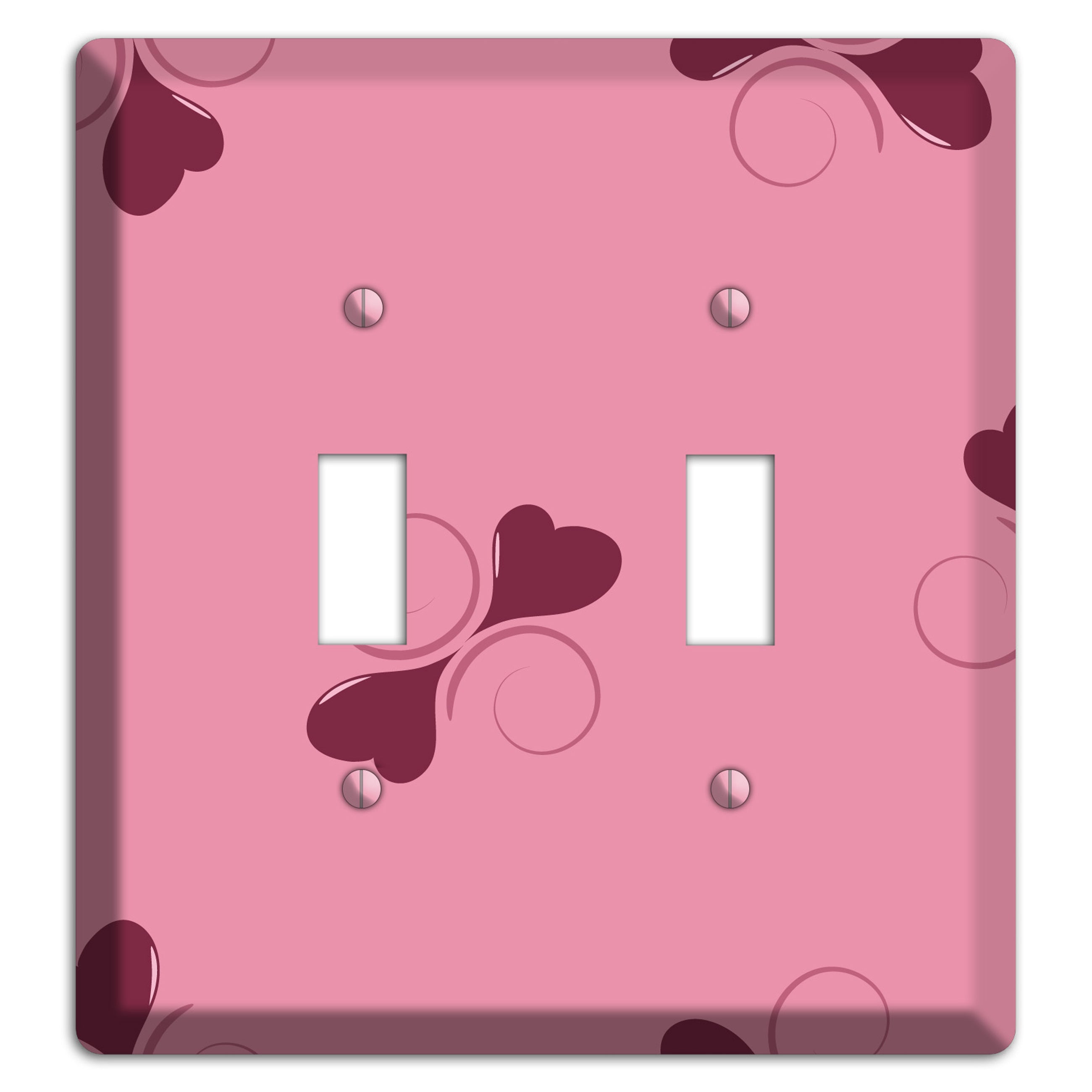 Pink with Hearts 2 Toggle Wallplate