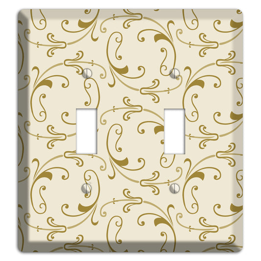 Off White with Gold Victorian Sprig 2 Toggle Wallplate