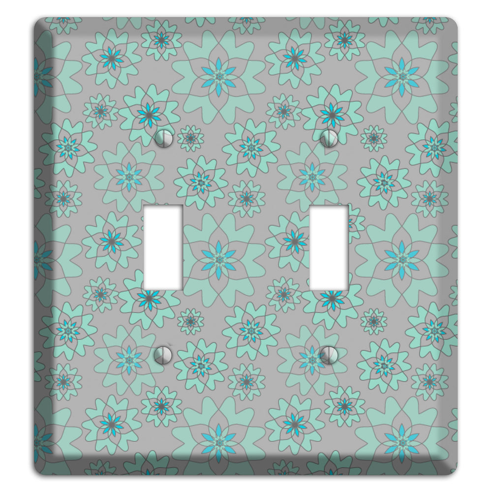Grey with Aqua Retro Suzani 2 Toggle Wallplate