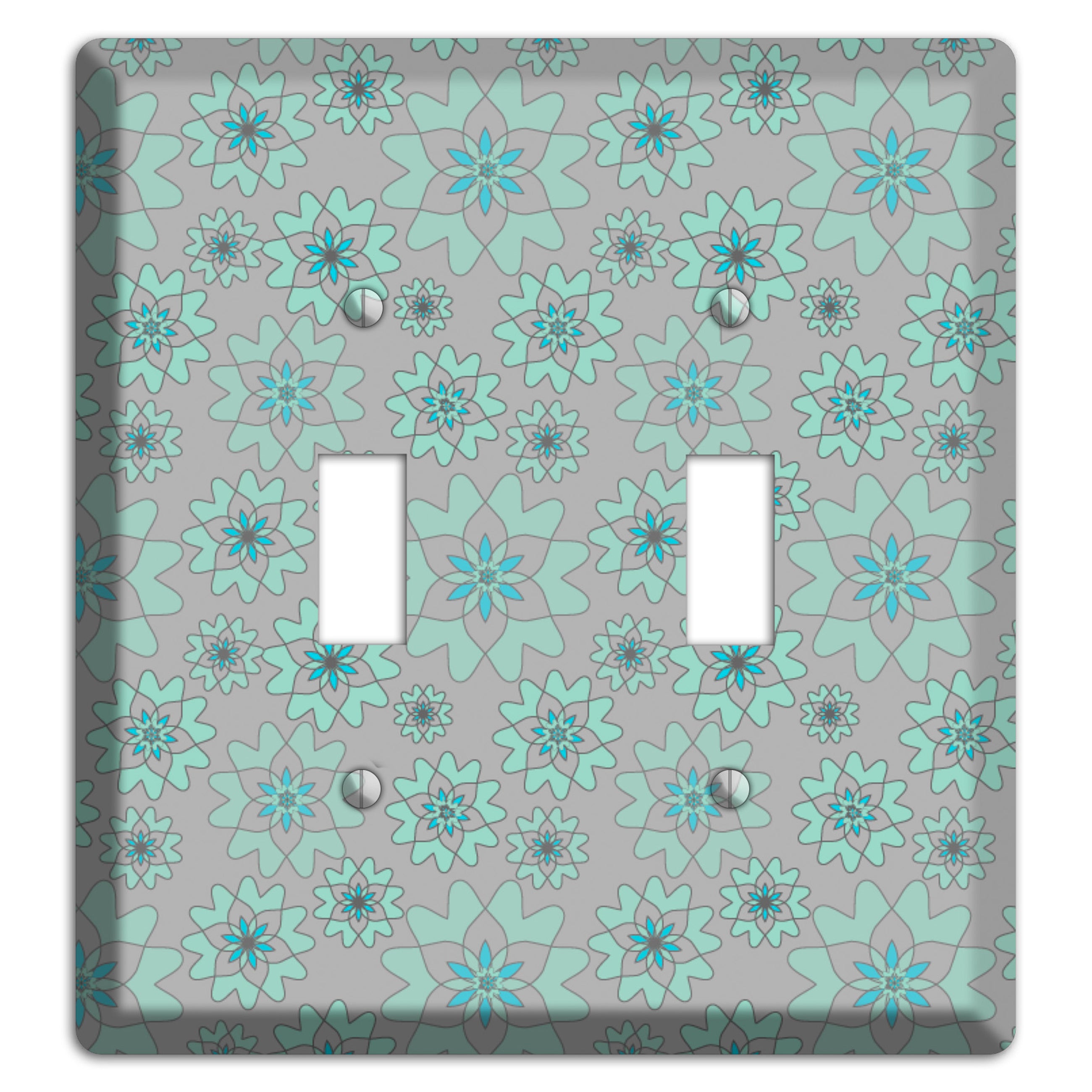 Grey with Aqua Retro Suzani 2 Toggle Wallplate