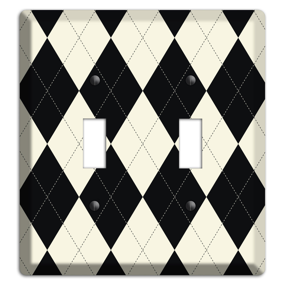 Black and Tan Argyle 2 Toggle Wallplate