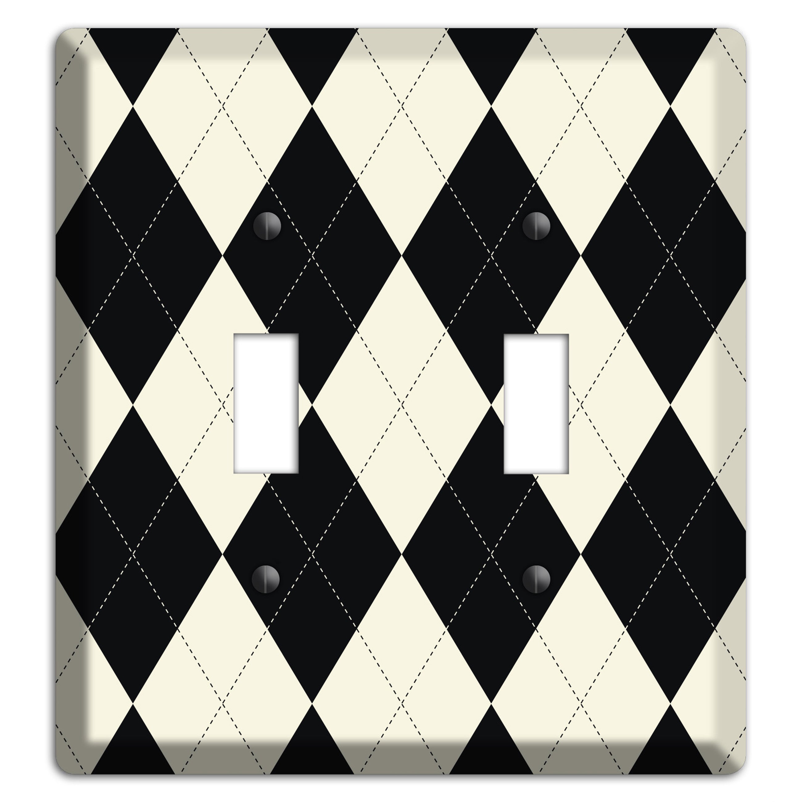 Black and Tan Argyle 2 Toggle Wallplate